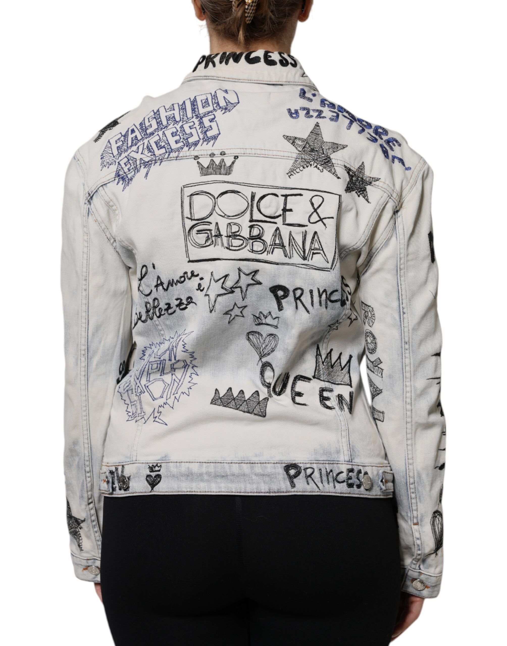 Graffiti Button Down Denim Women's Jacket - Dolce & Gabbana - Modalova
