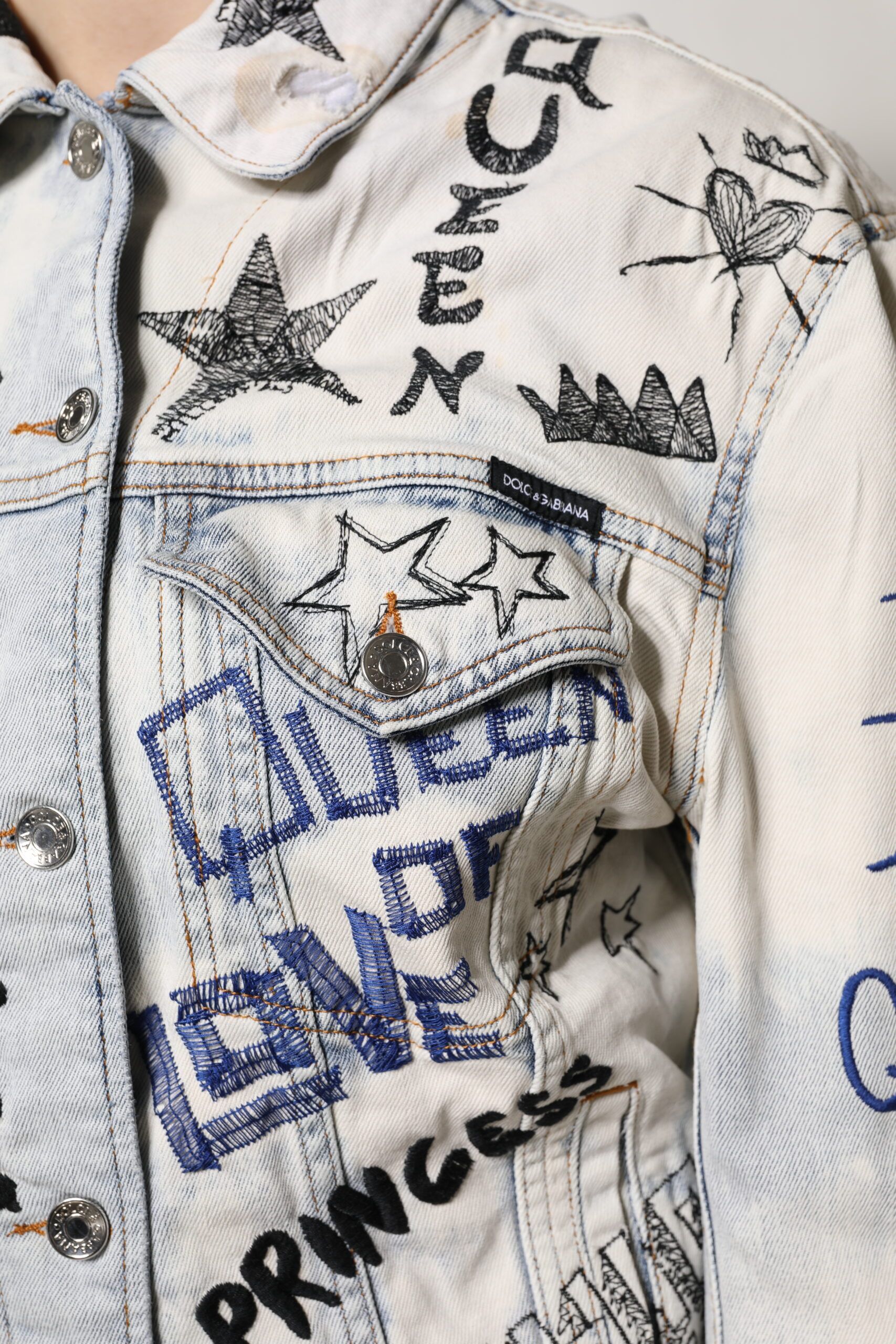 Graffiti Button Down Denim Women's Jacket - Dolce & Gabbana - Modalova