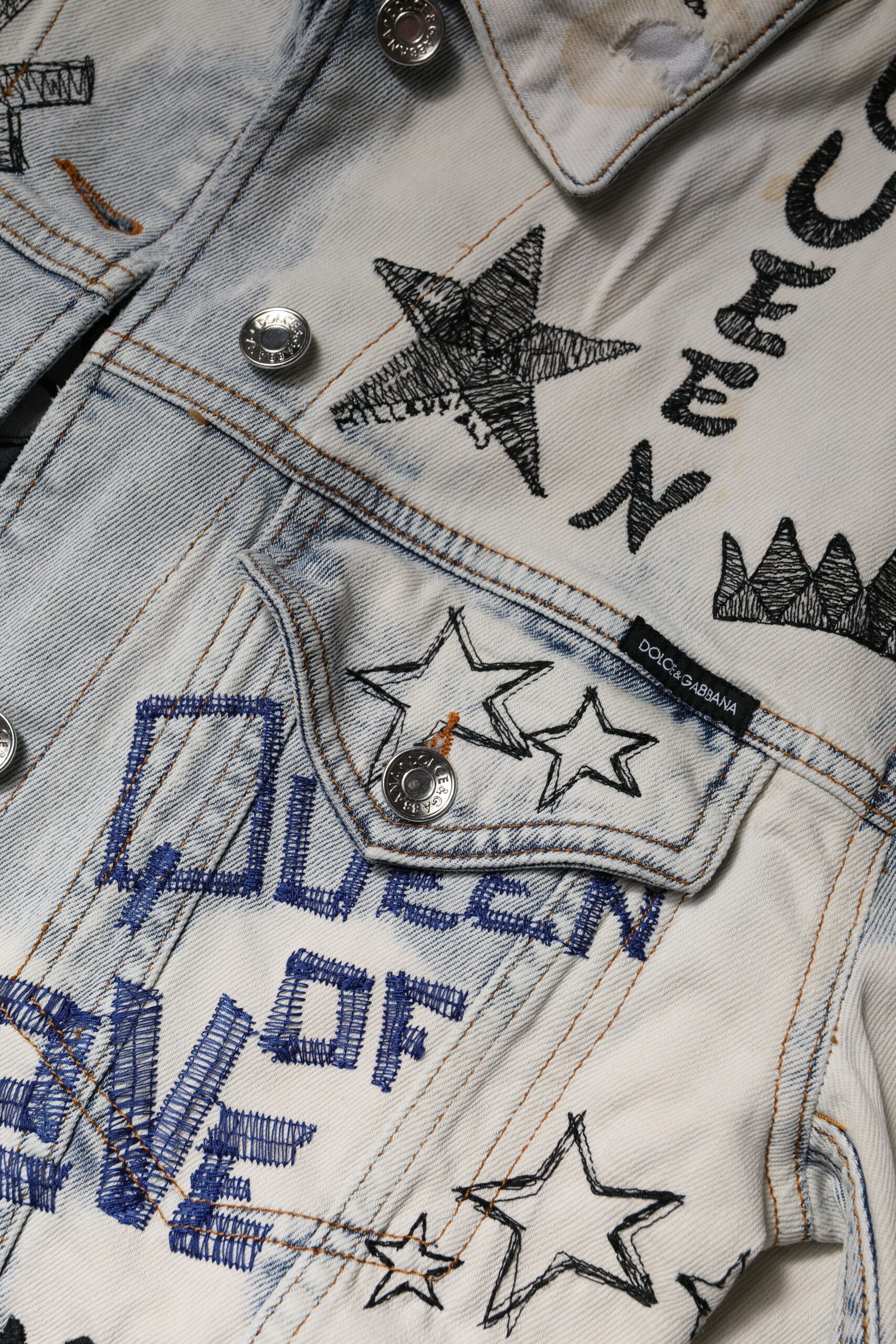 Graffiti Button Down Denim Women's Jacket - Dolce & Gabbana - Modalova