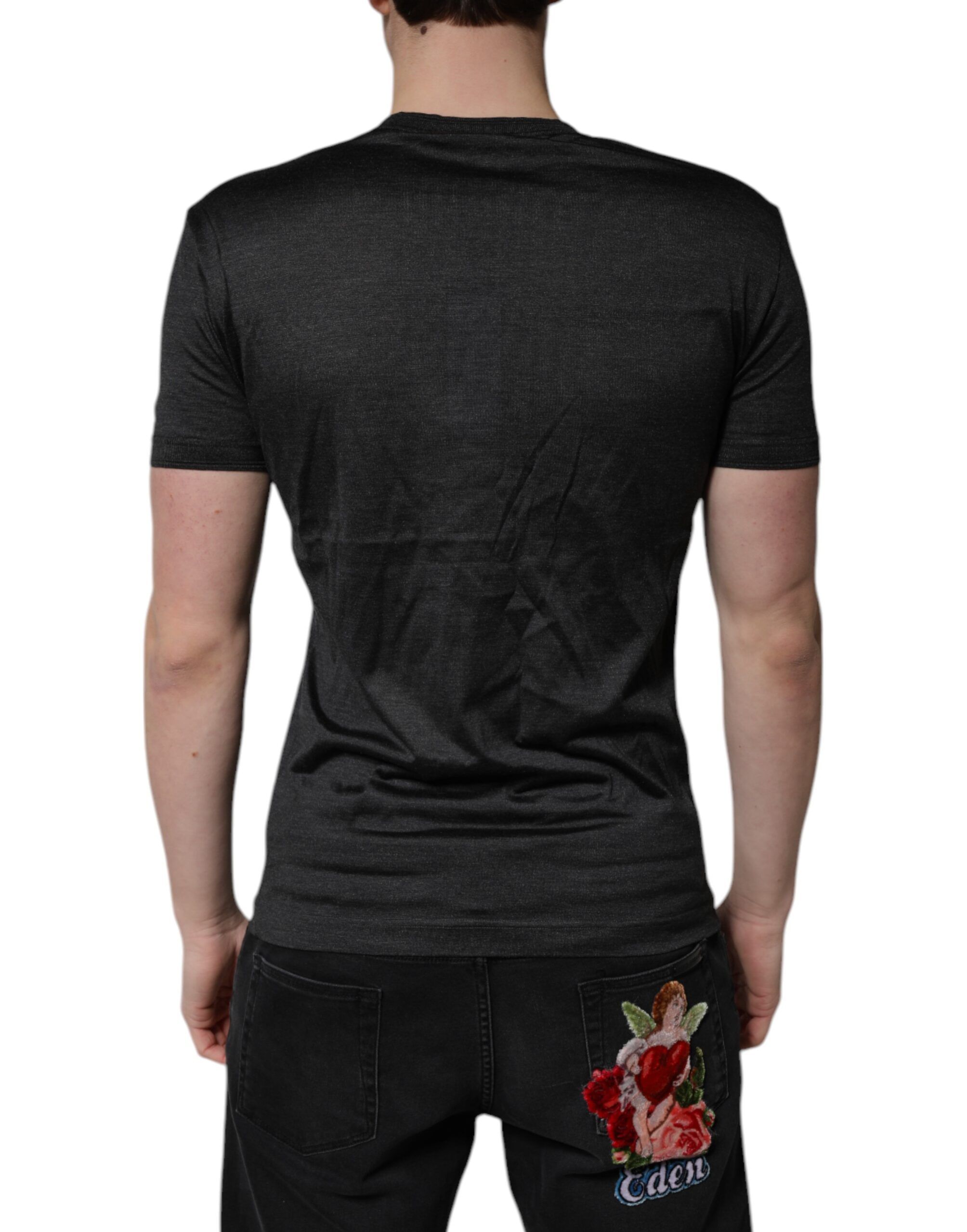 Silk V-neck Short Sleeves Men's T-shirt - Dolce & Gabbana - Modalova