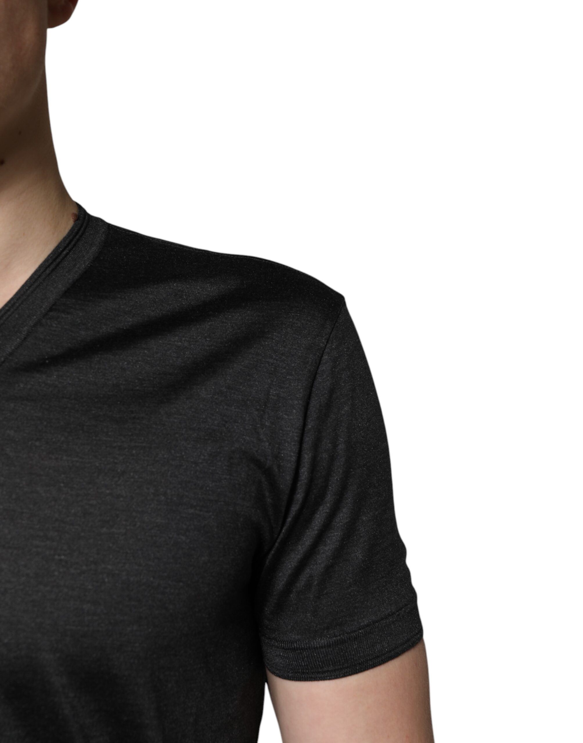 Silk V-neck Short Sleeves Men's T-shirt - Dolce & Gabbana - Modalova