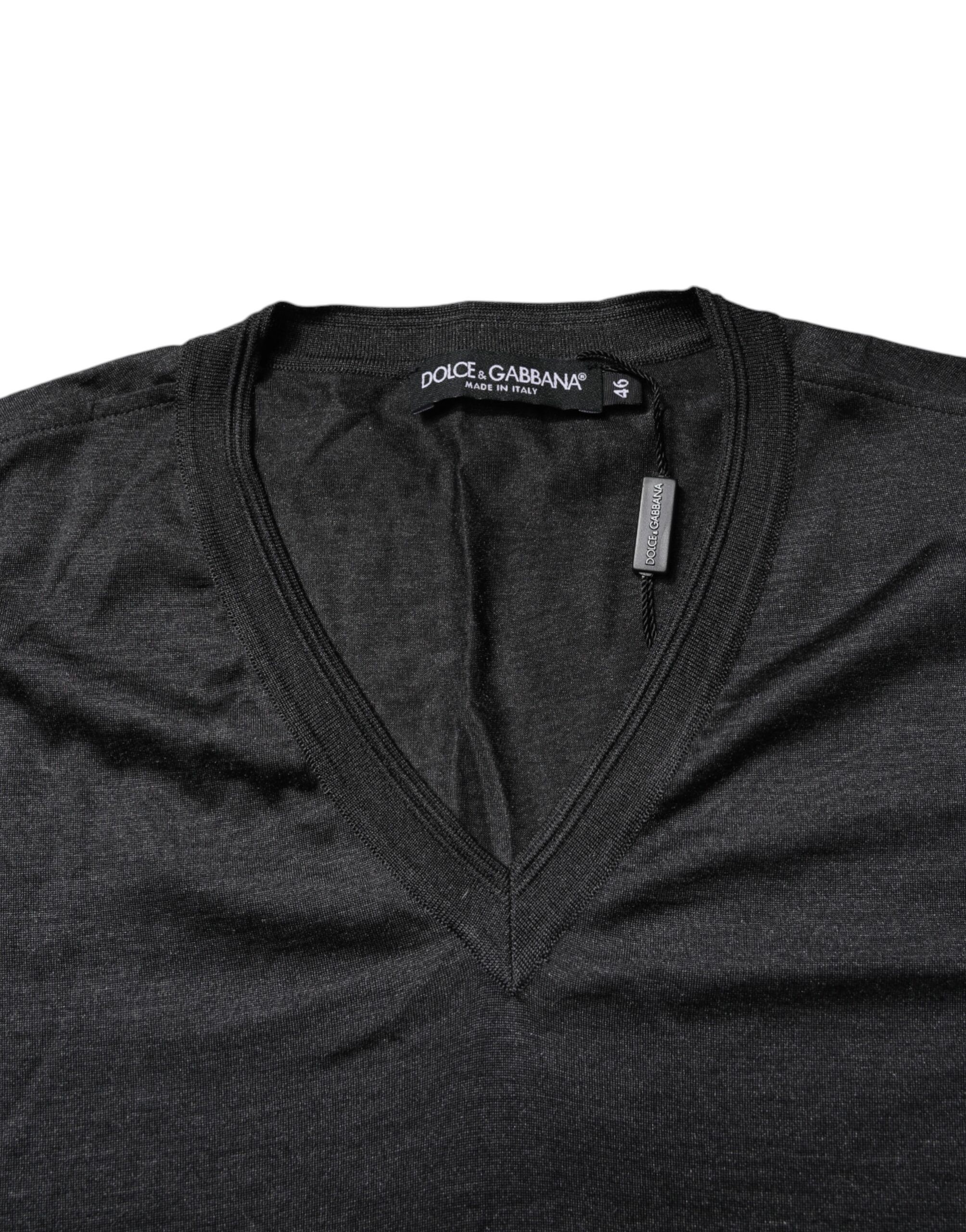Silk V-neck Short Sleeves Men's T-shirt - Dolce & Gabbana - Modalova