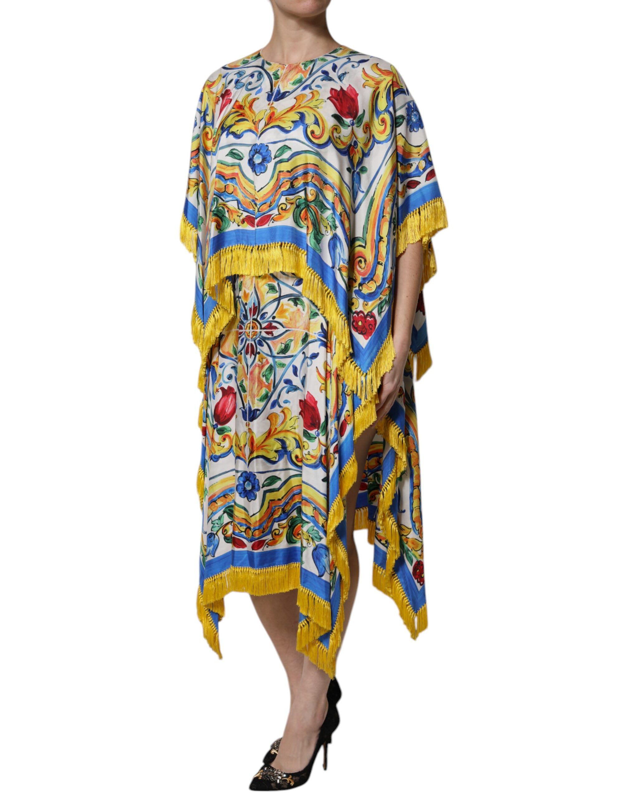 Majolica Kaftan Short Sleeves Maxi Women's Dress - Dolce & Gabbana - Modalova