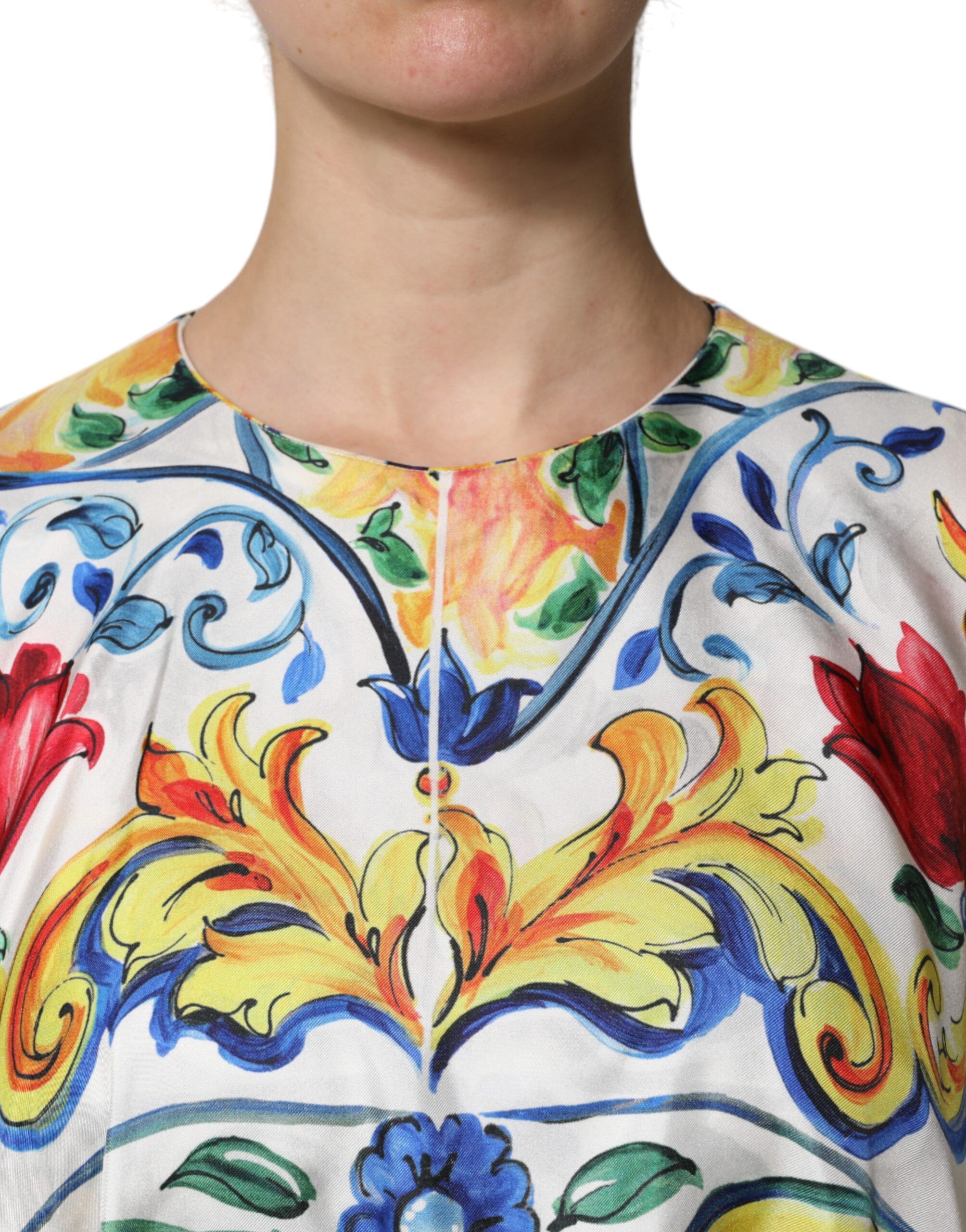 Majolica Kaftan Short Sleeves Maxi Women's Dress - Dolce & Gabbana - Modalova