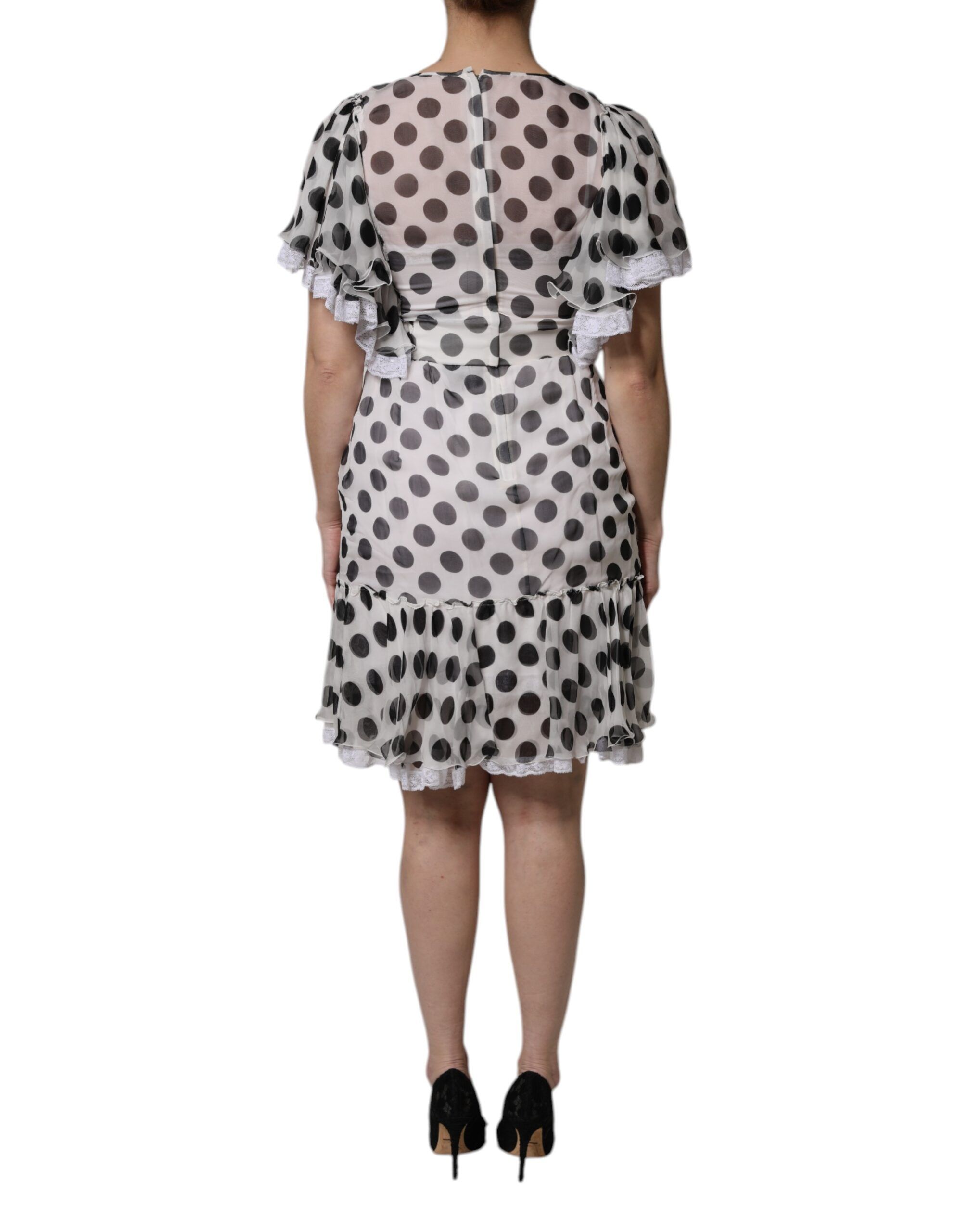 Polka Dotted Silk Blend A-line Women's Dress - Dolce & Gabbana - Modalova