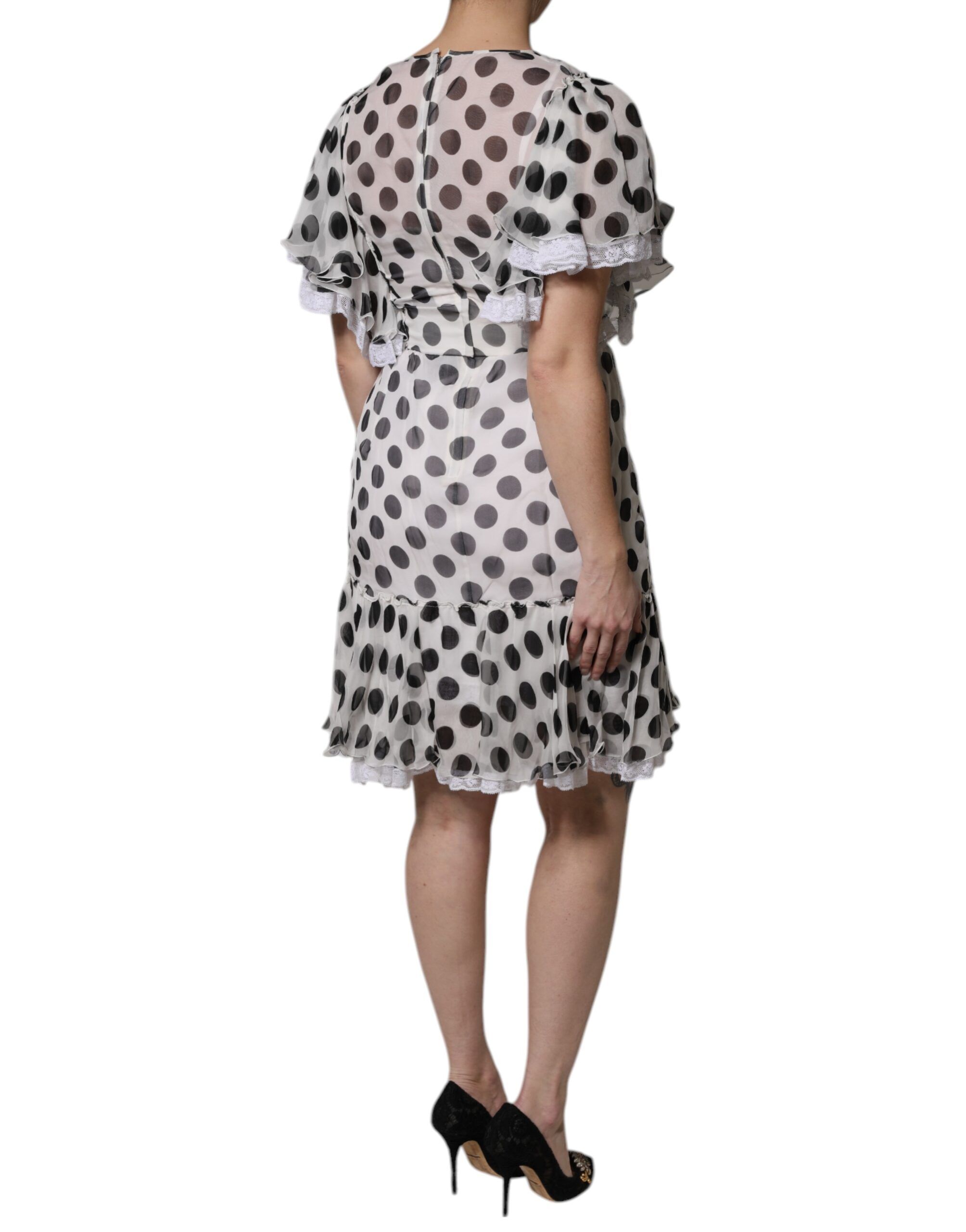 Polka Dotted Silk Blend A-line Women's Dress - Dolce & Gabbana - Modalova