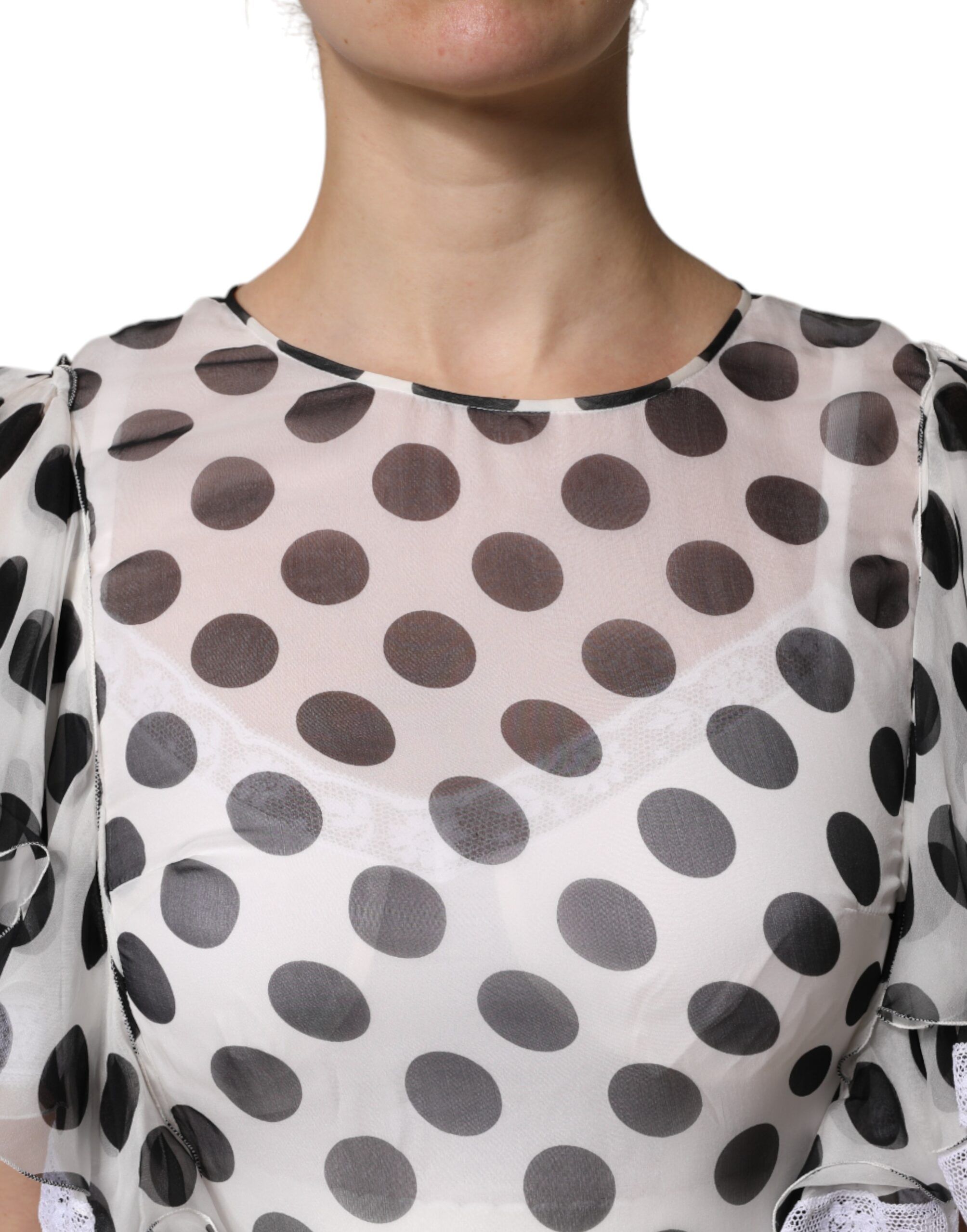 Polka Dotted Silk Blend A-line Women's Dress - Dolce & Gabbana - Modalova