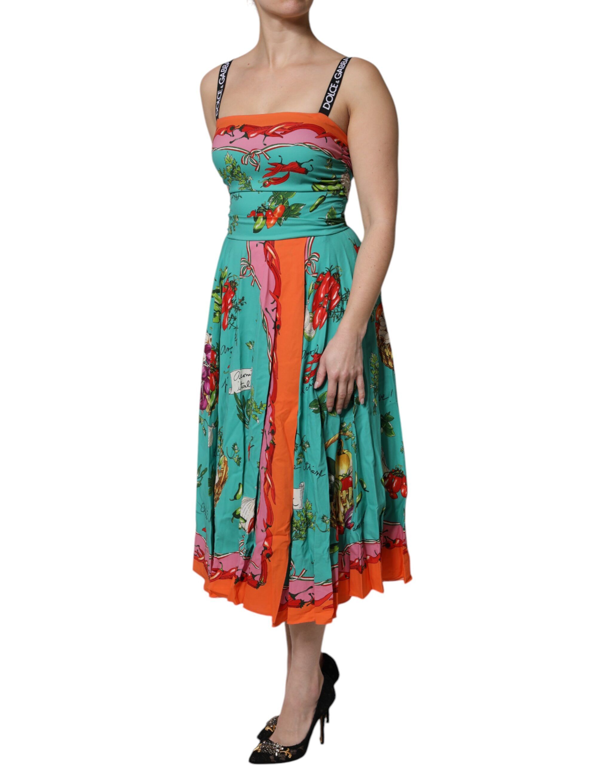 Printed Silk Sleeveless Midi Women's Dress - Dolce & Gabbana - Modalova
