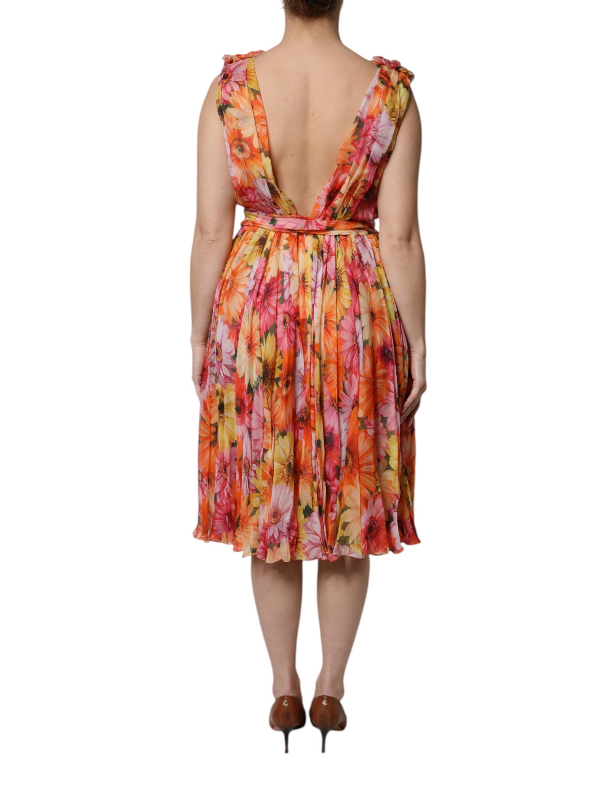 Floral Silk V-neck Chiffon Women's Dress - Dolce & Gabbana - Modalova