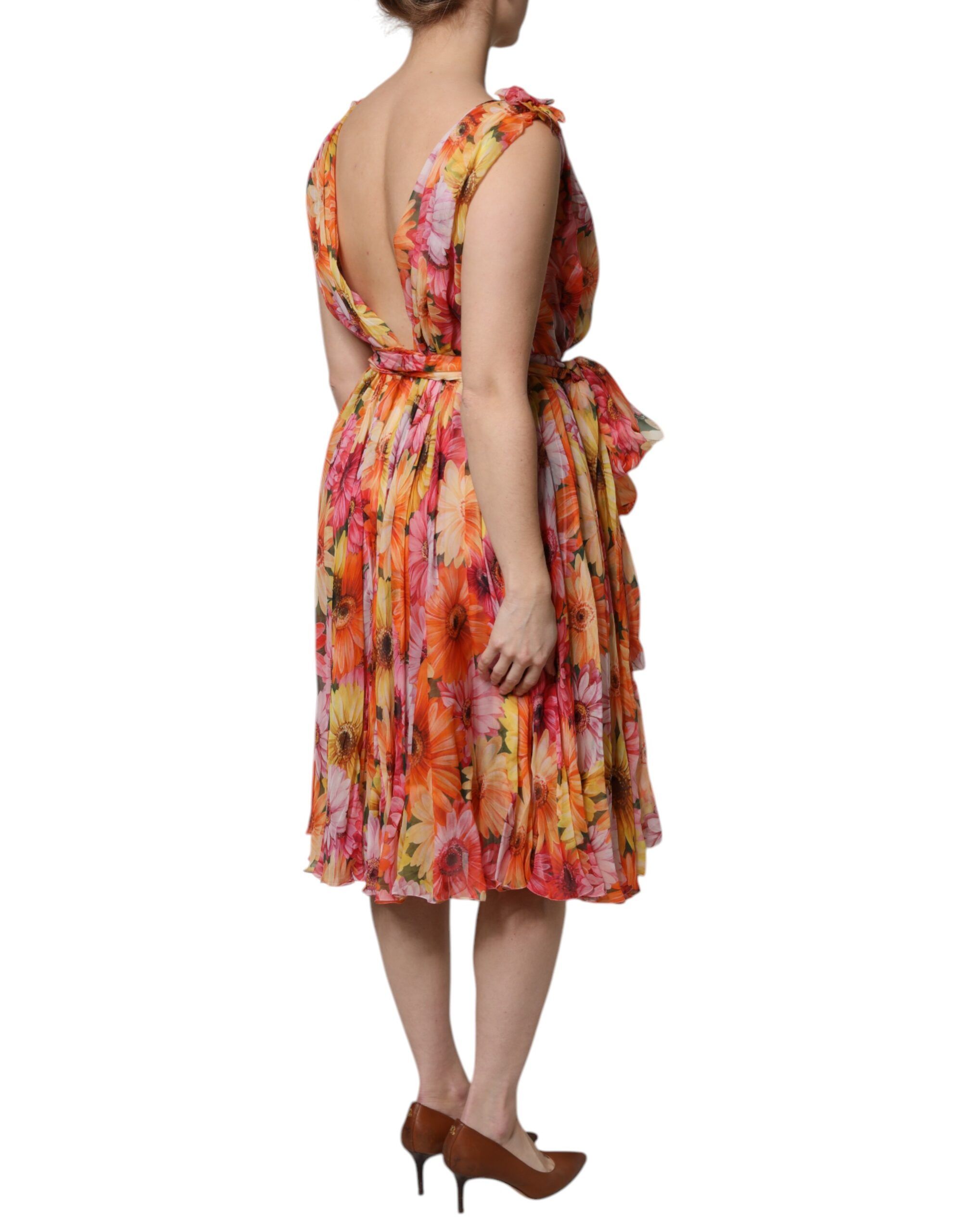 Floral Silk V-neck Chiffon Women's Dress - Dolce & Gabbana - Modalova
