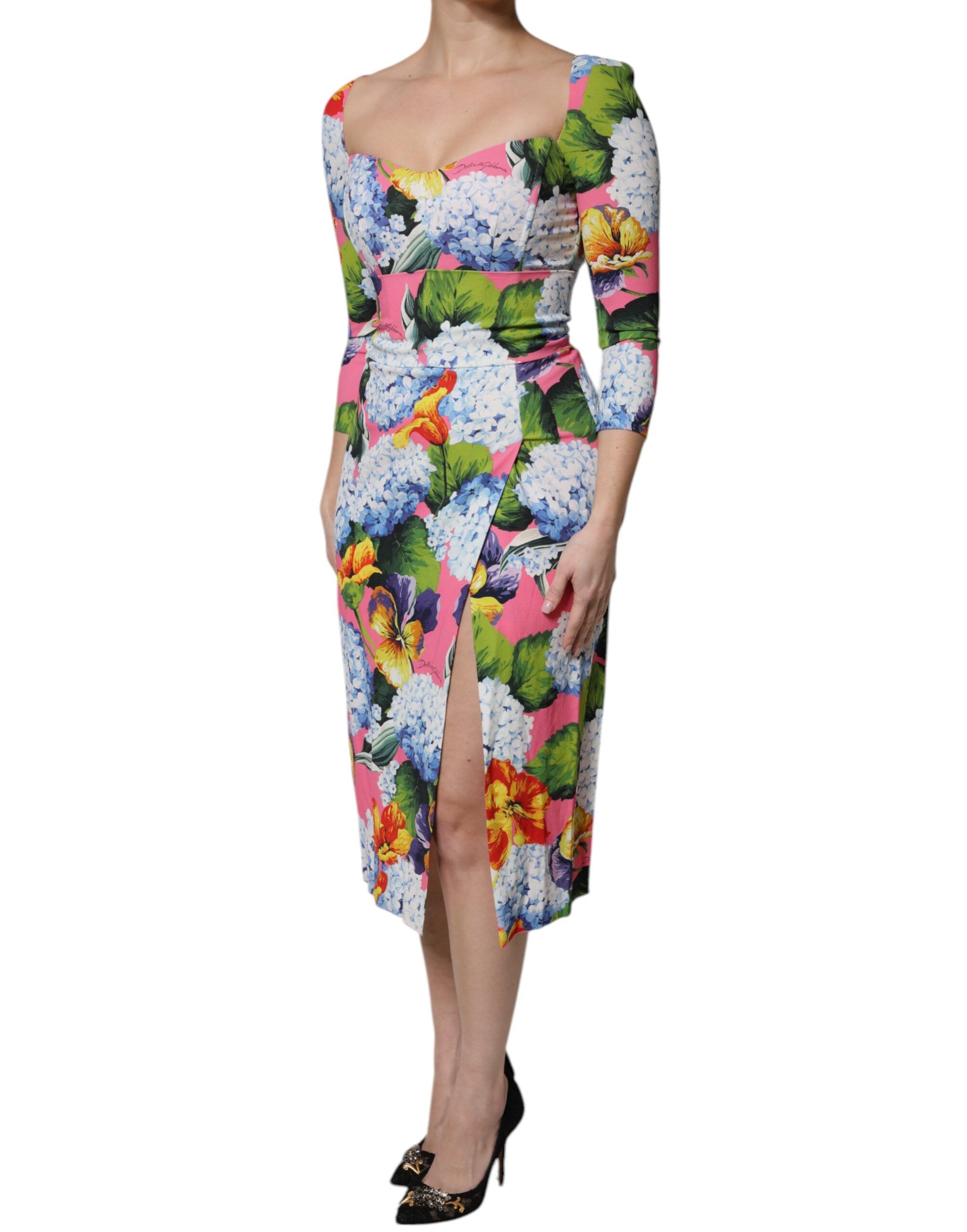 Floral Side Slit Midi Women's Dress - Dolce & Gabbana - Modalova