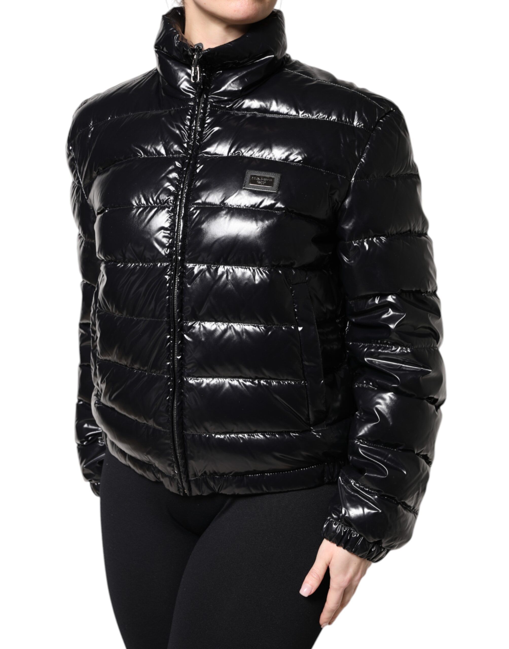 Logo Plaque Full Zip Puffer Women's Jacket - Dolce & Gabbana - Modalova