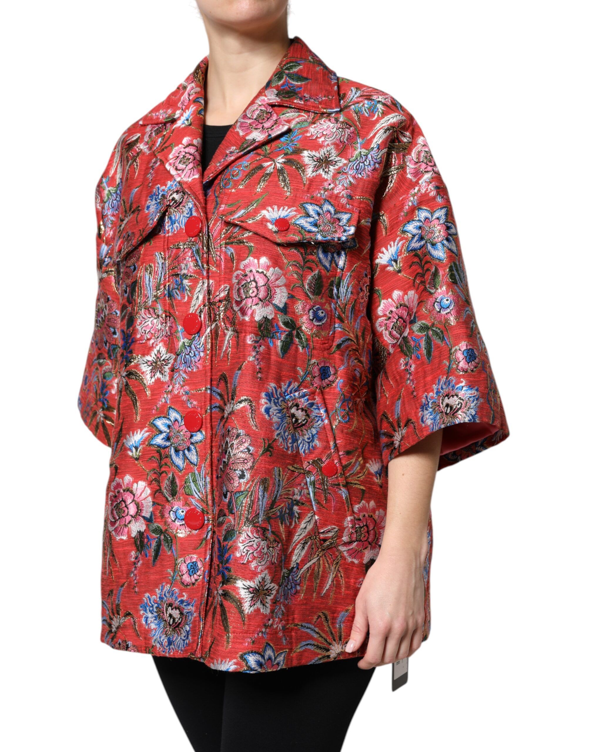 Floral Jacquard Button Down Coat Women's Jacket - Dolce & Gabbana - Modalova