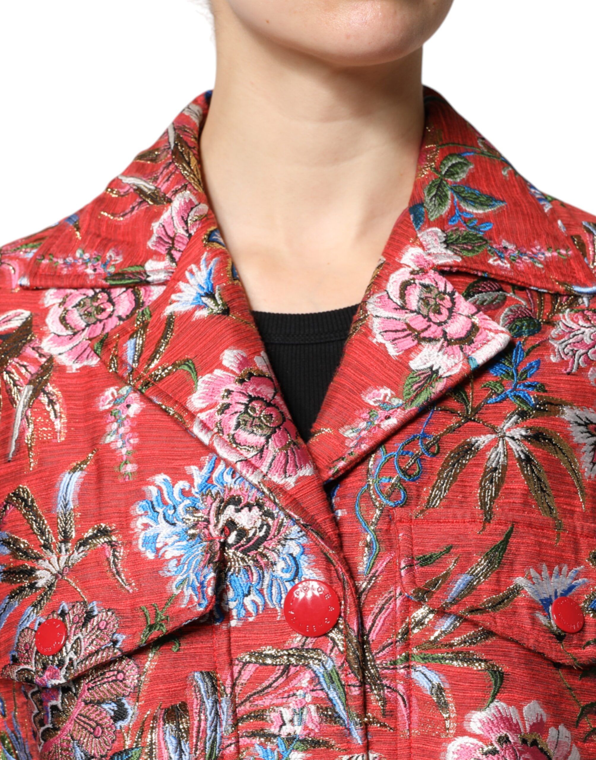 Floral Jacquard Button Down Coat Women's Jacket - Dolce & Gabbana - Modalova