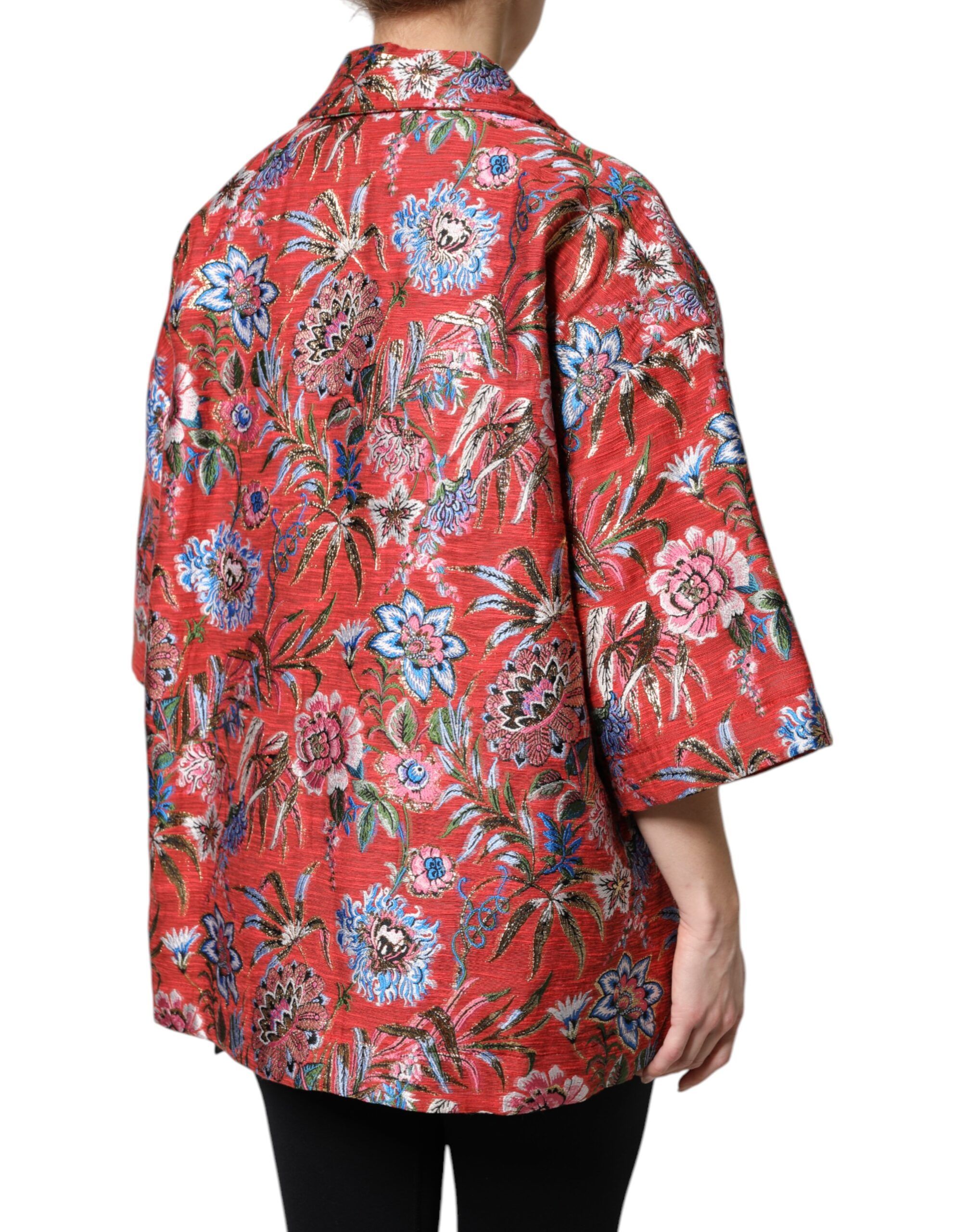 Floral Jacquard Button Down Coat Women's Jacket - Dolce & Gabbana - Modalova