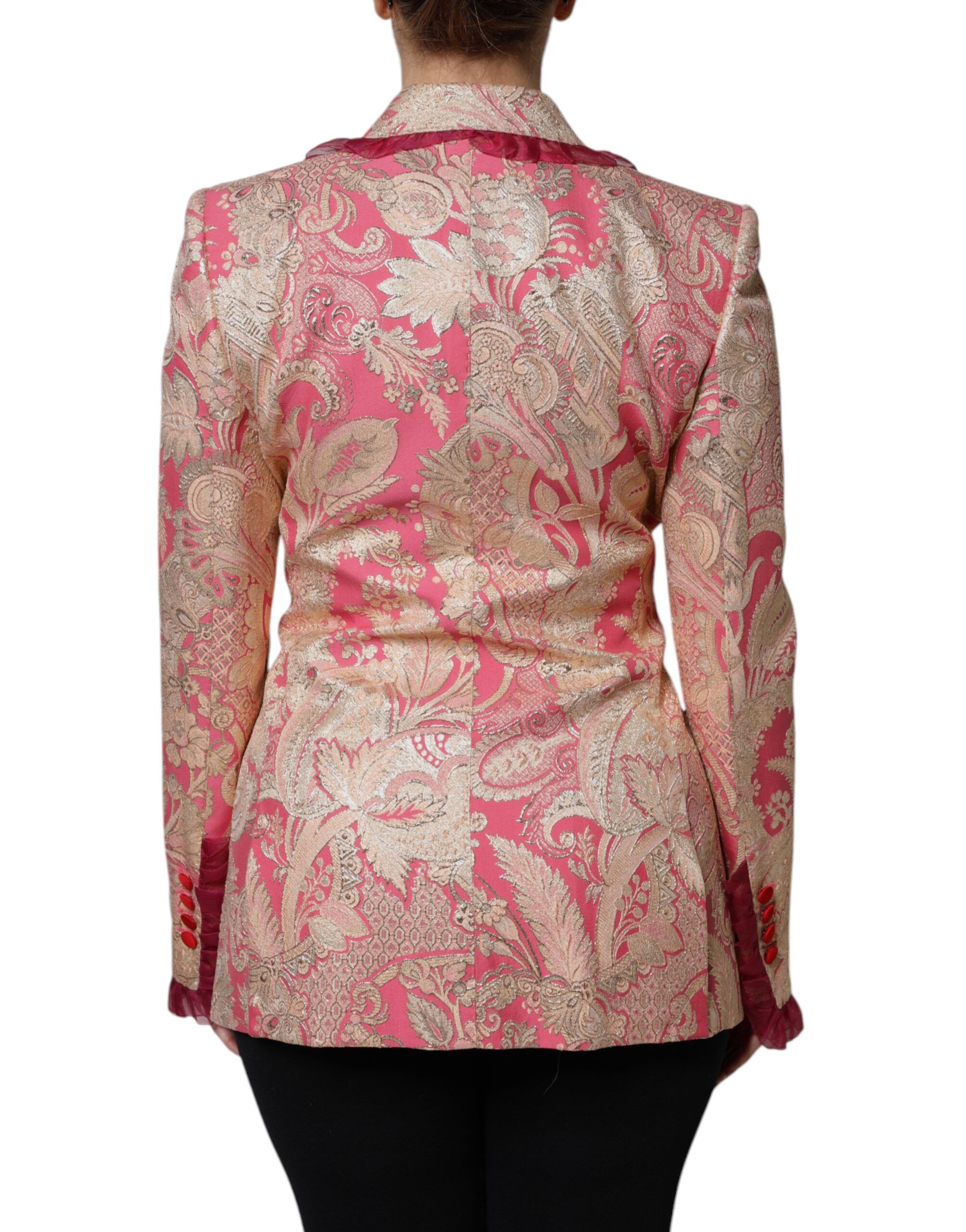 Pink Gold Jacquard Nylon Coat Blazer Women's Jacket - Dolce & Gabbana - Modalova