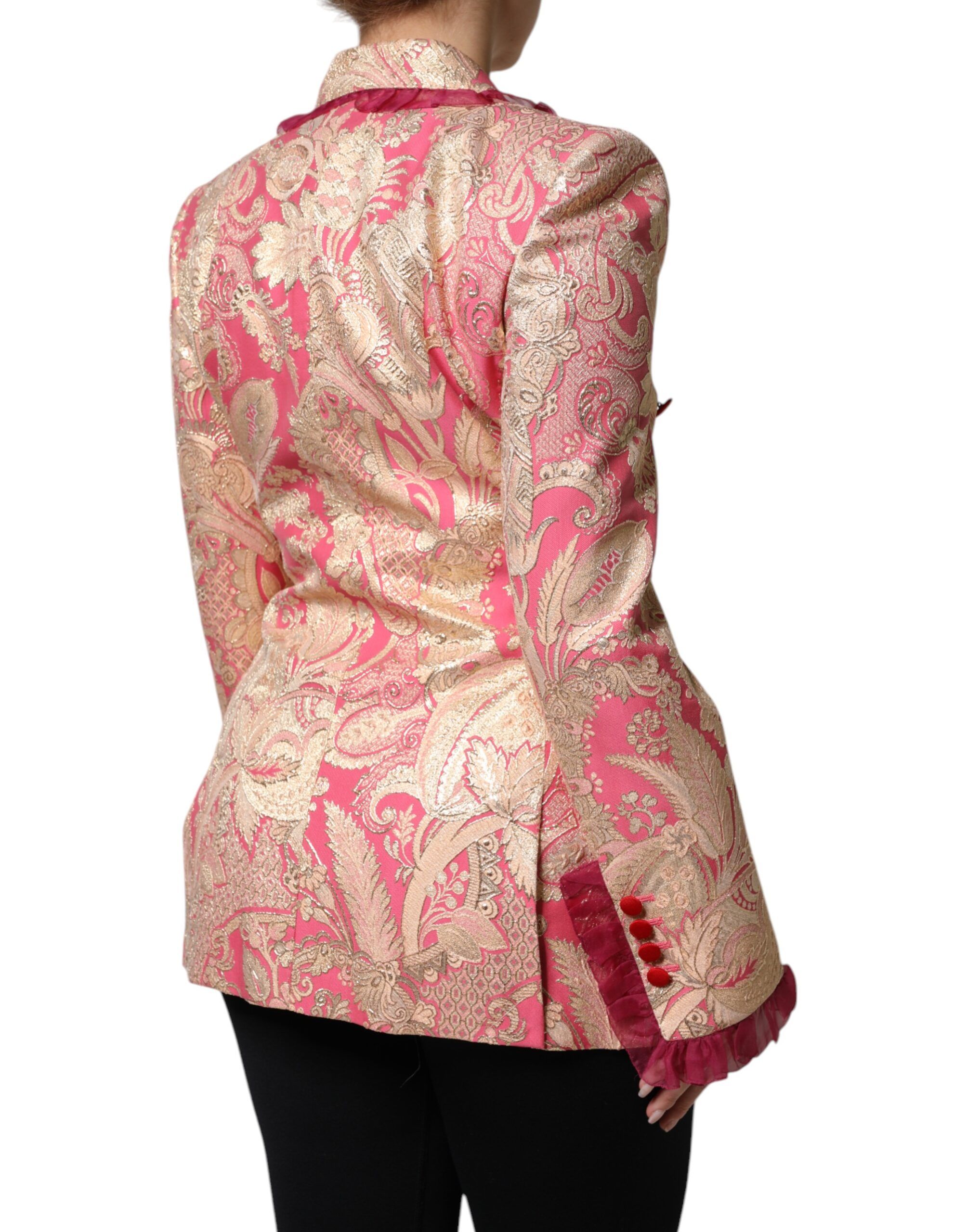 Pink Gold Jacquard Nylon Coat Blazer Women's Jacket - Dolce & Gabbana - Modalova