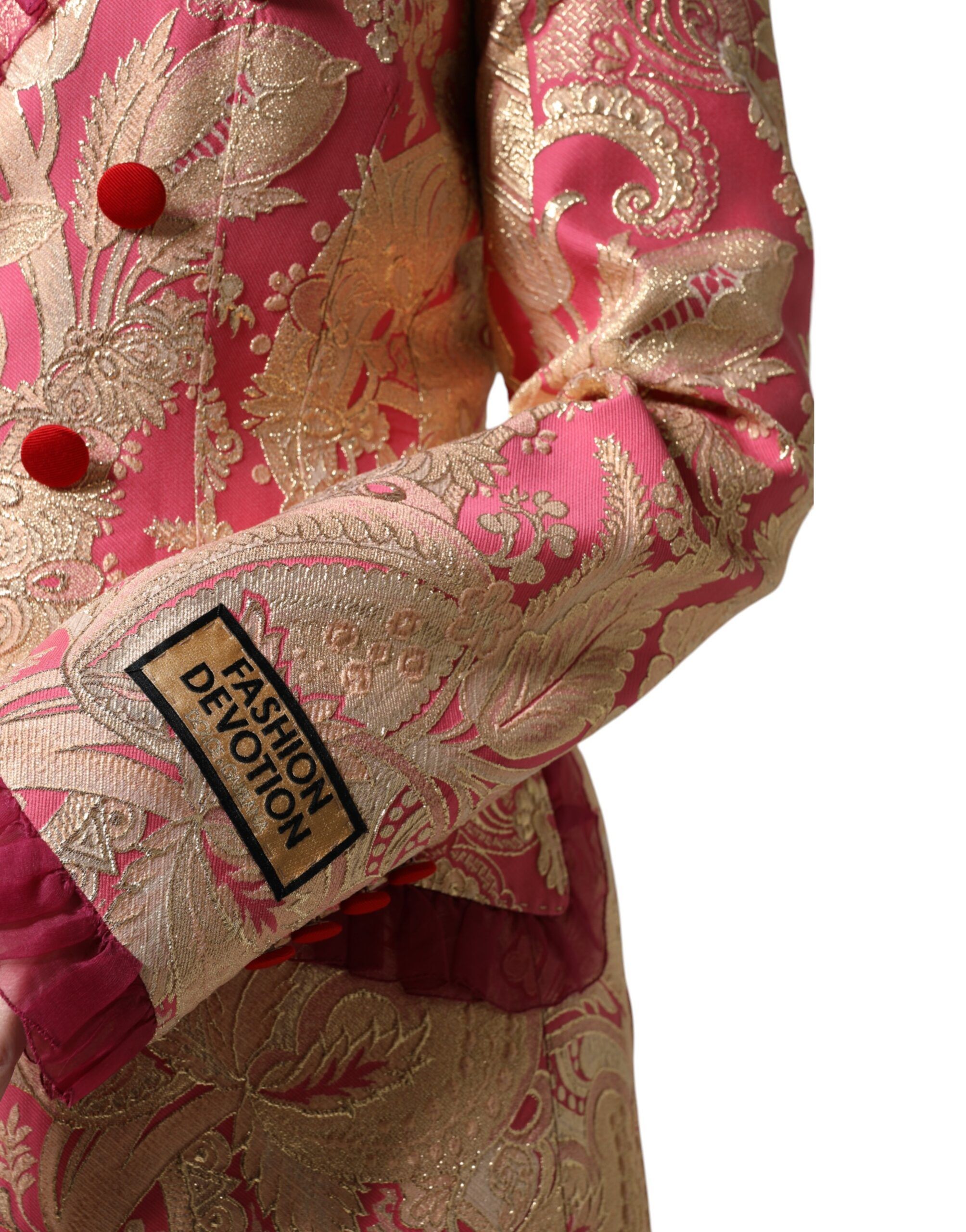 Pink Gold Jacquard Nylon Coat Blazer Women's Jacket - Dolce & Gabbana - Modalova