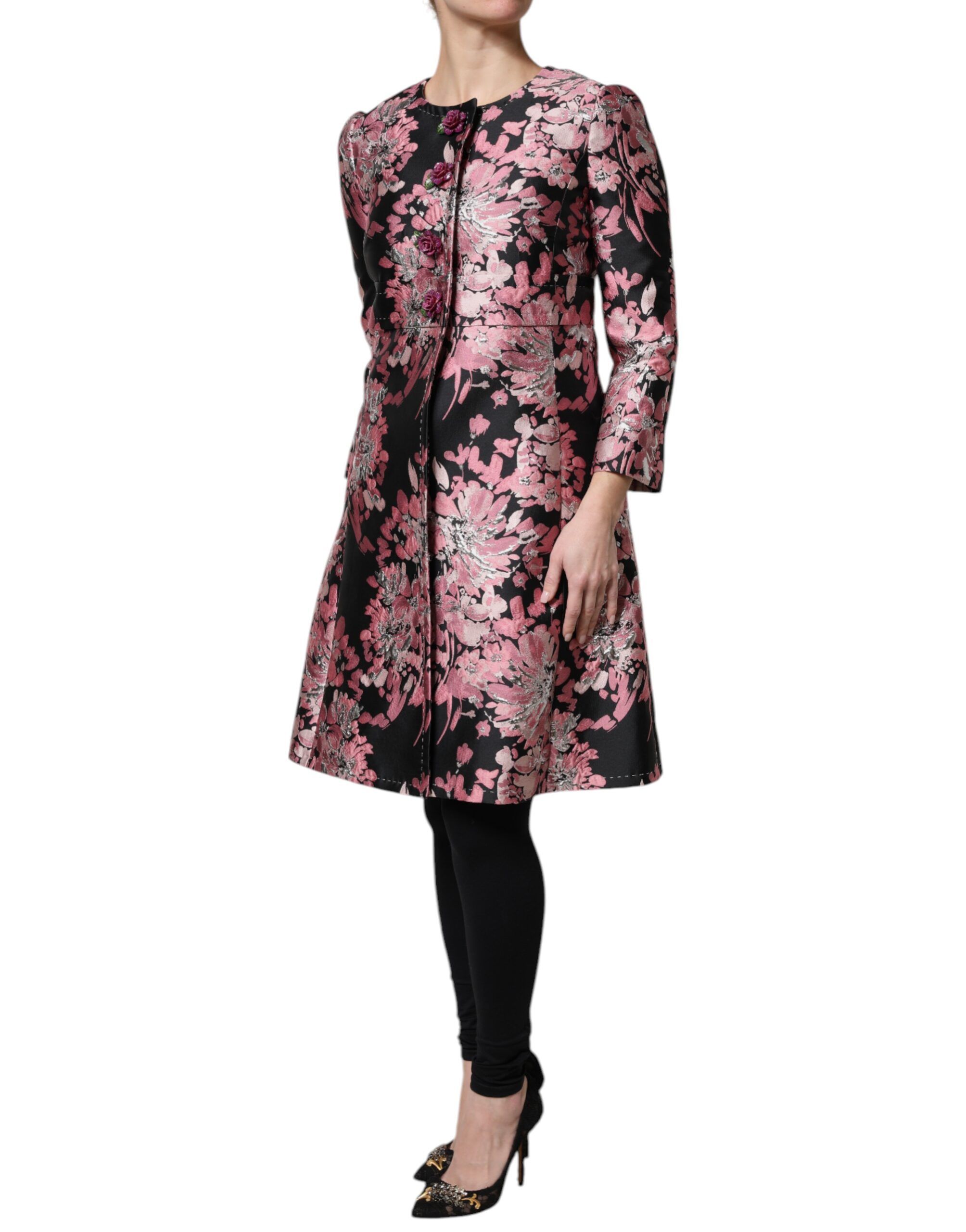 Black Floral Brocade Trenchcoat Women's Jacket - Dolce & Gabbana - Modalova