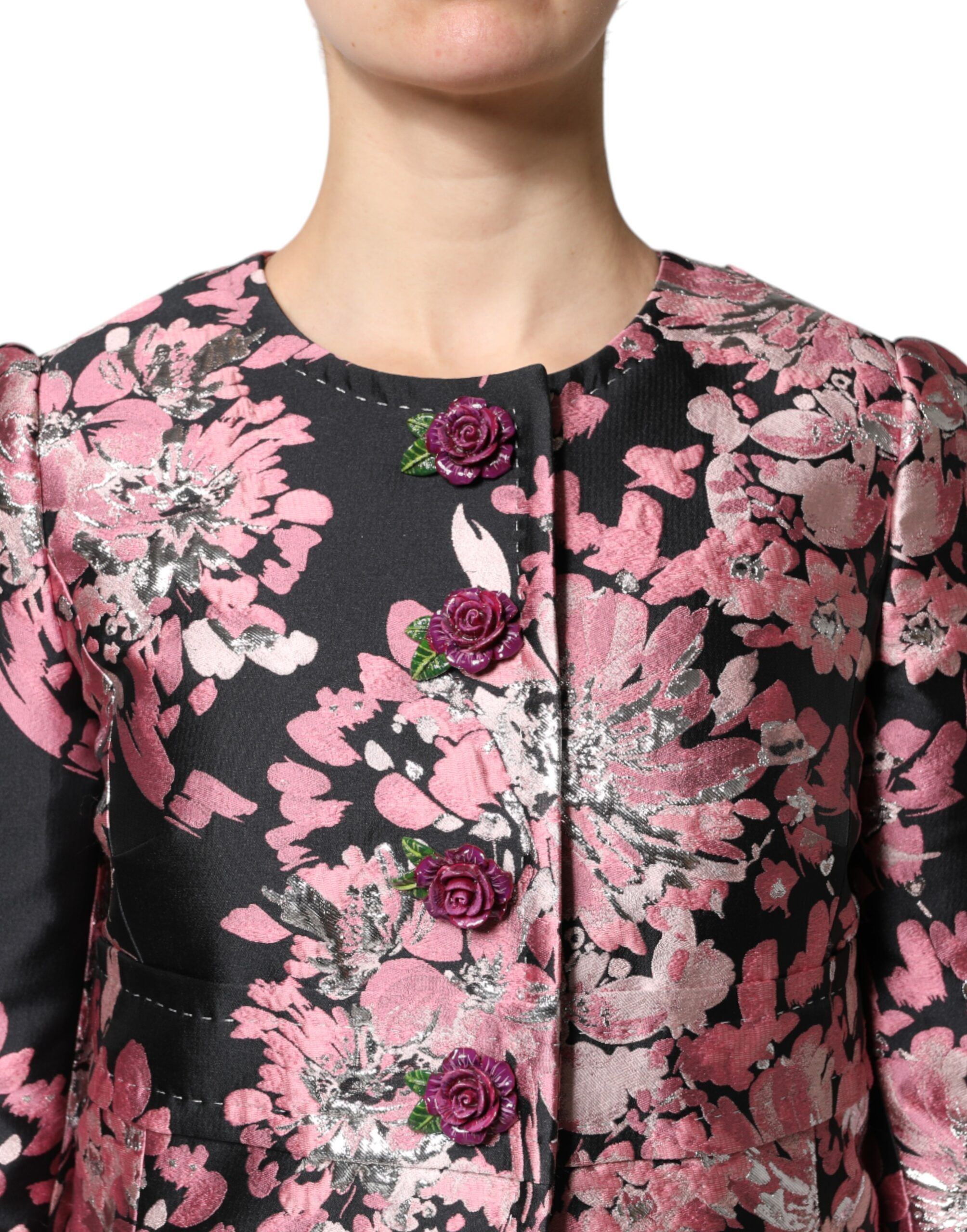 Black Floral Brocade Trenchcoat Women's Jacket - Dolce & Gabbana - Modalova