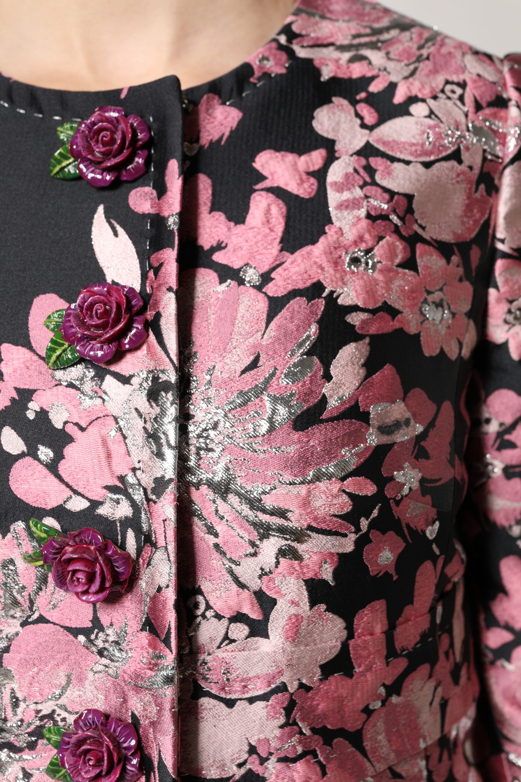 Black Floral Brocade Trenchcoat Women's Jacket - Dolce & Gabbana - Modalova