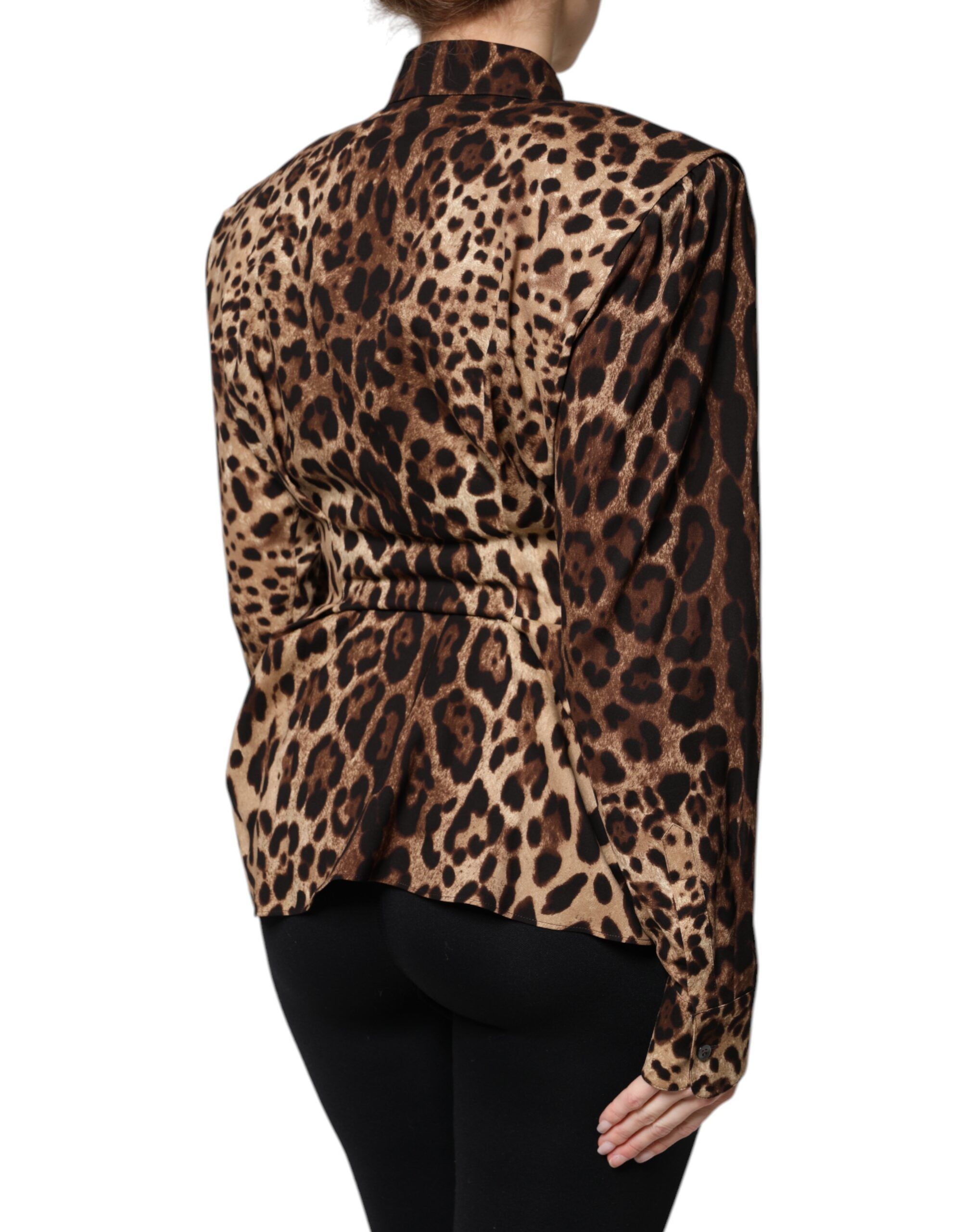 Leopard Silk Button Down Coat Women's Jacket - Dolce & Gabbana - Modalova