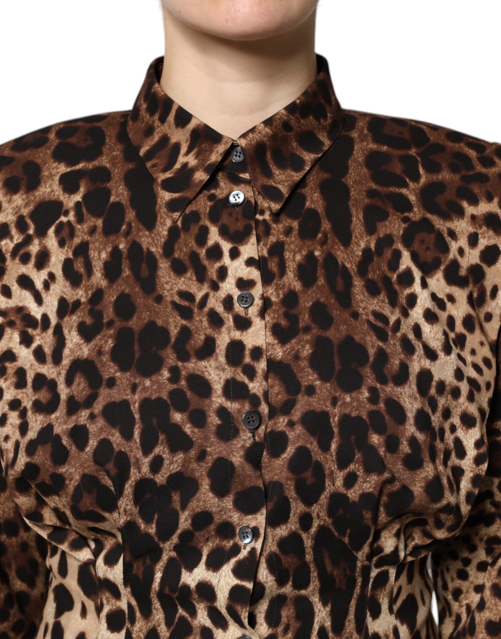 Leopard Silk Button Down Coat Women's Jacket - Dolce & Gabbana - Modalova