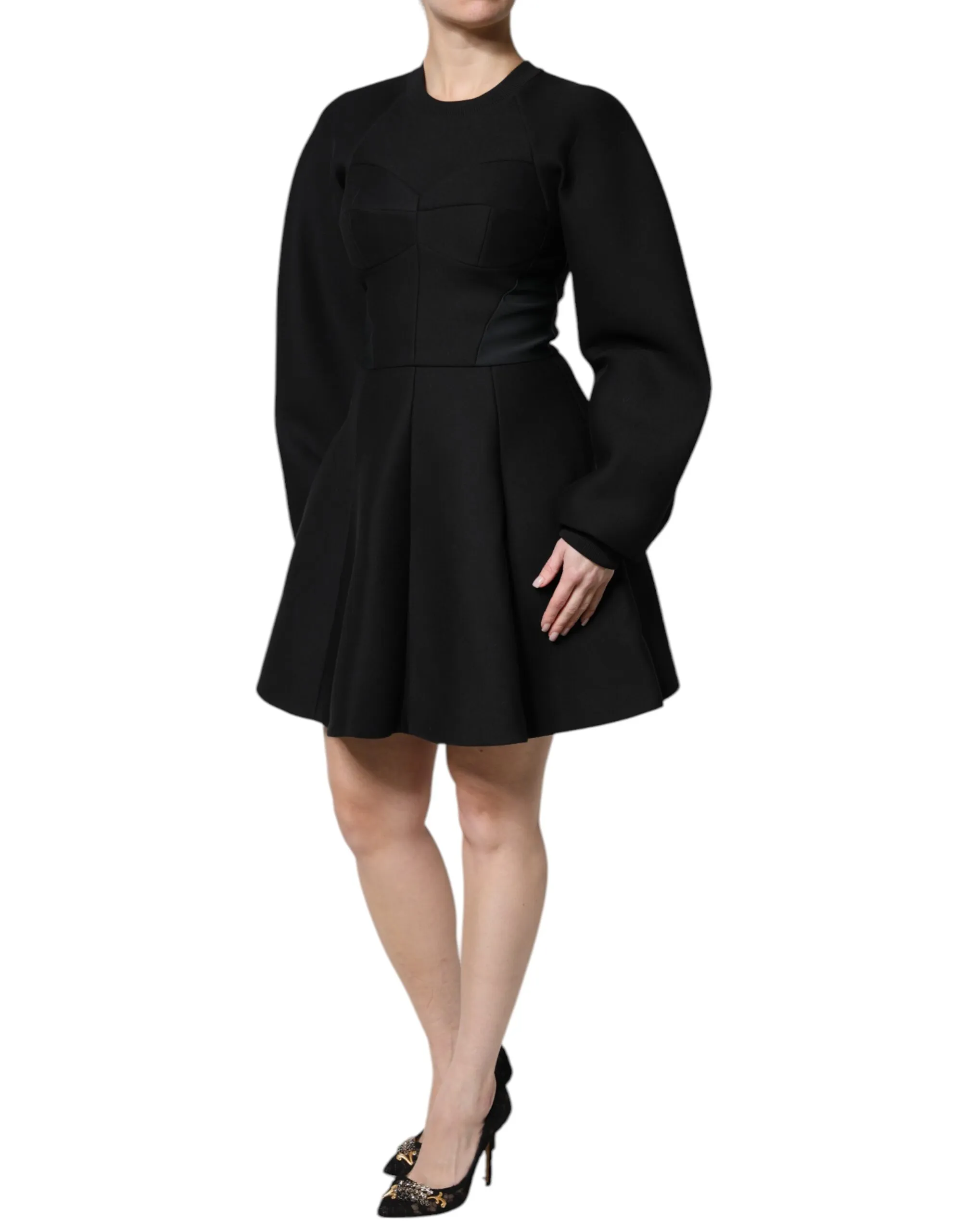 Cotton Long Sleeves A-line Mini Women's Dress - Dolce & Gabbana - Modalova