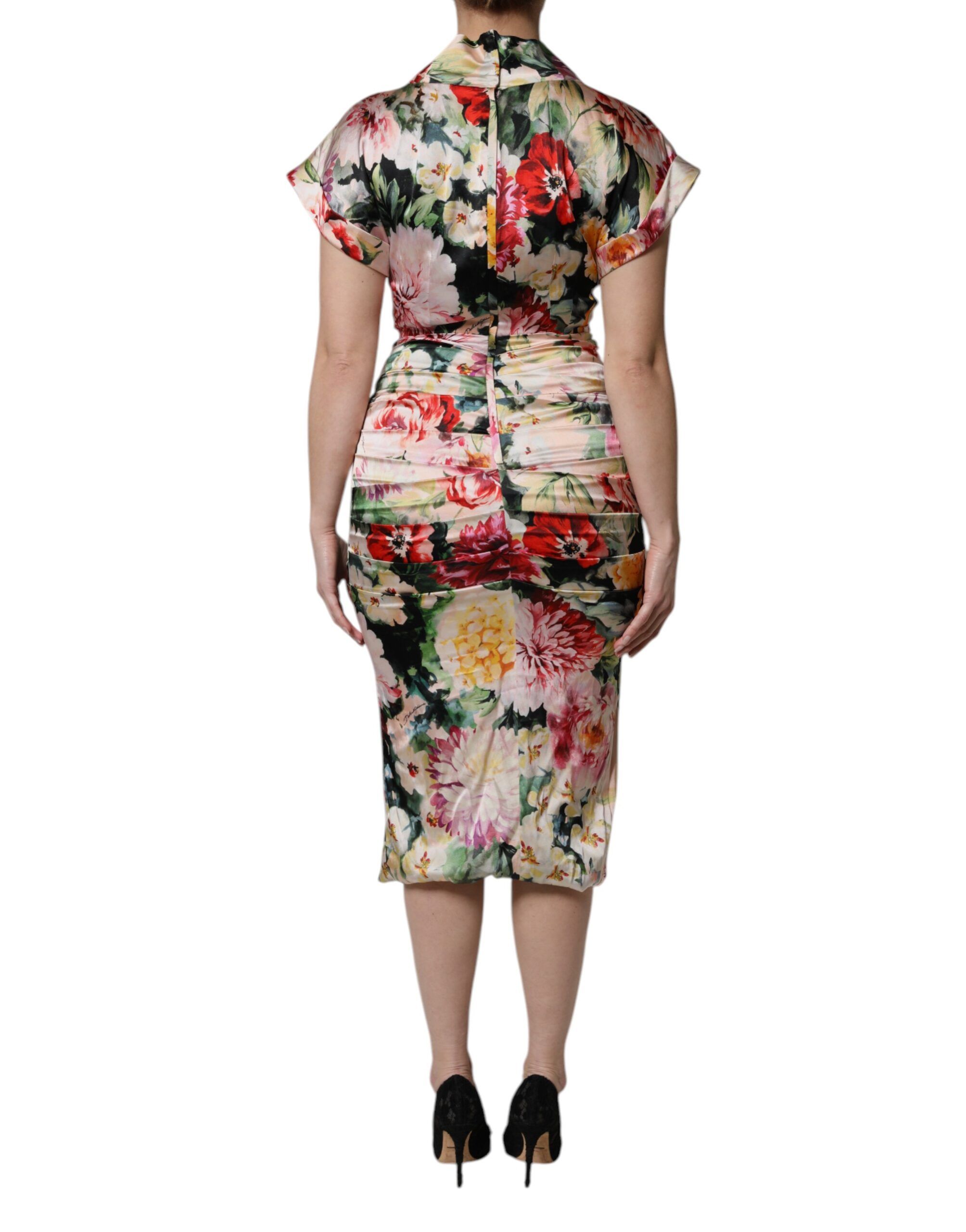 Floral Short Sleeves Sheath Midi Women's Dress - Dolce & Gabbana - Modalova