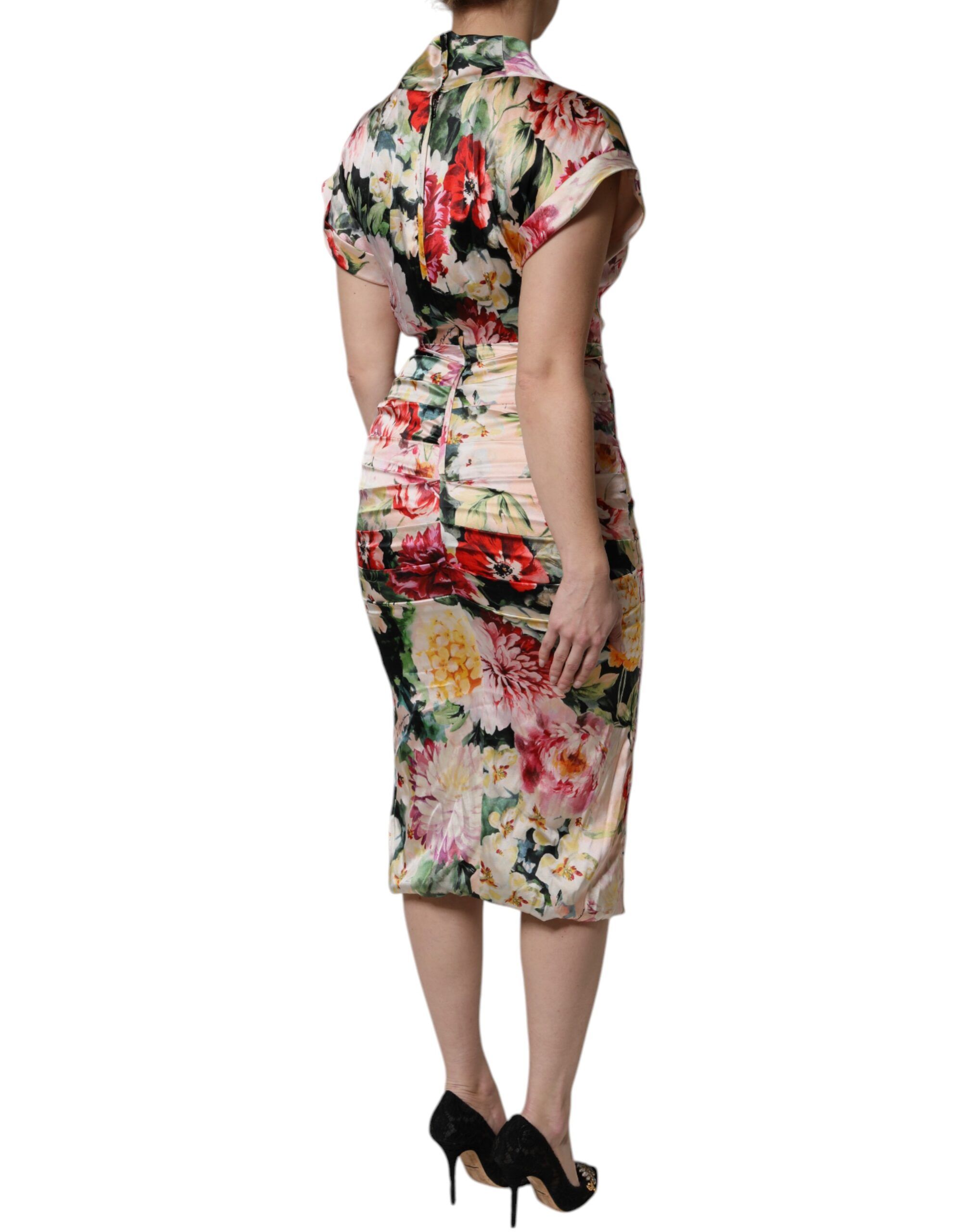 Floral Short Sleeves Sheath Midi Women's Dress - Dolce & Gabbana - Modalova