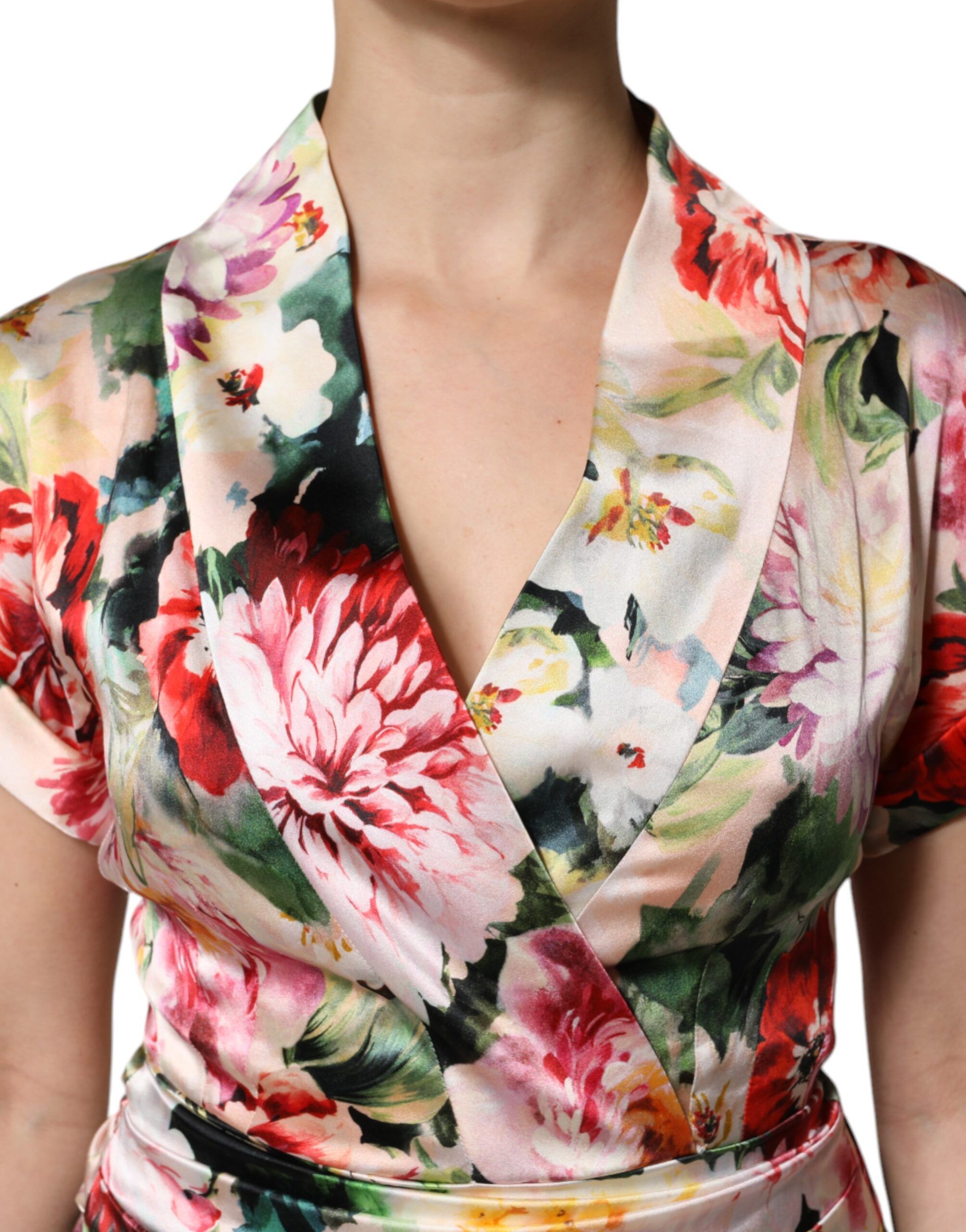 Floral Short Sleeves Sheath Midi Women's Dress - Dolce & Gabbana - Modalova