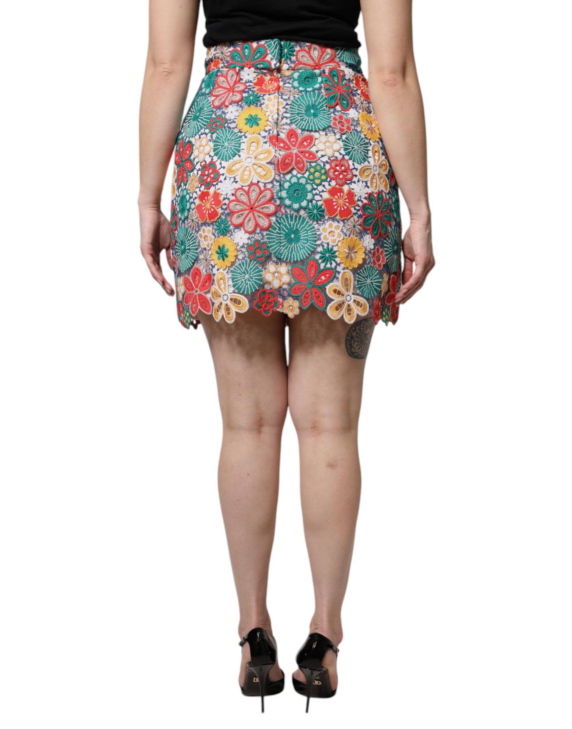 Floral Lace High Waist Mini Women's Skirt - Dolce & Gabbana - Modalova