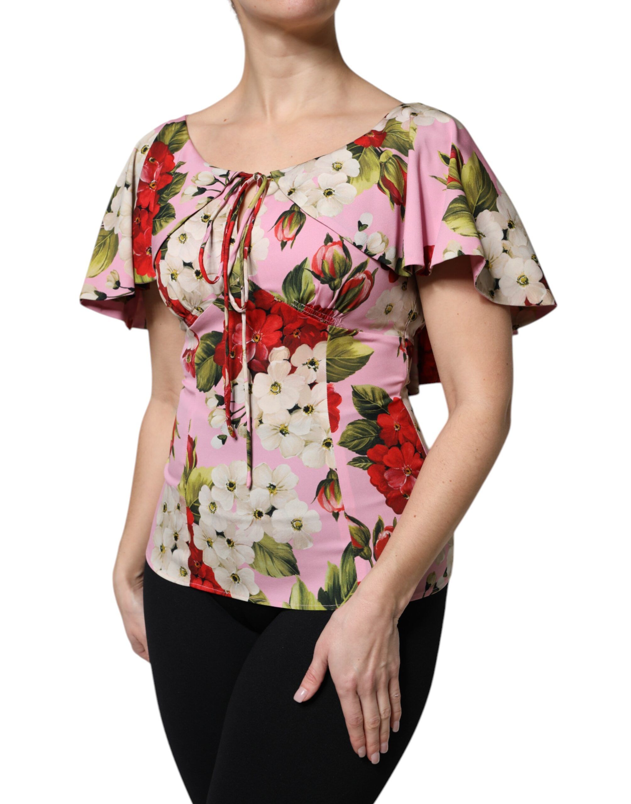Floral Silk Short Sleeves Blouse Women's Top - Dolce & Gabbana - Modalova