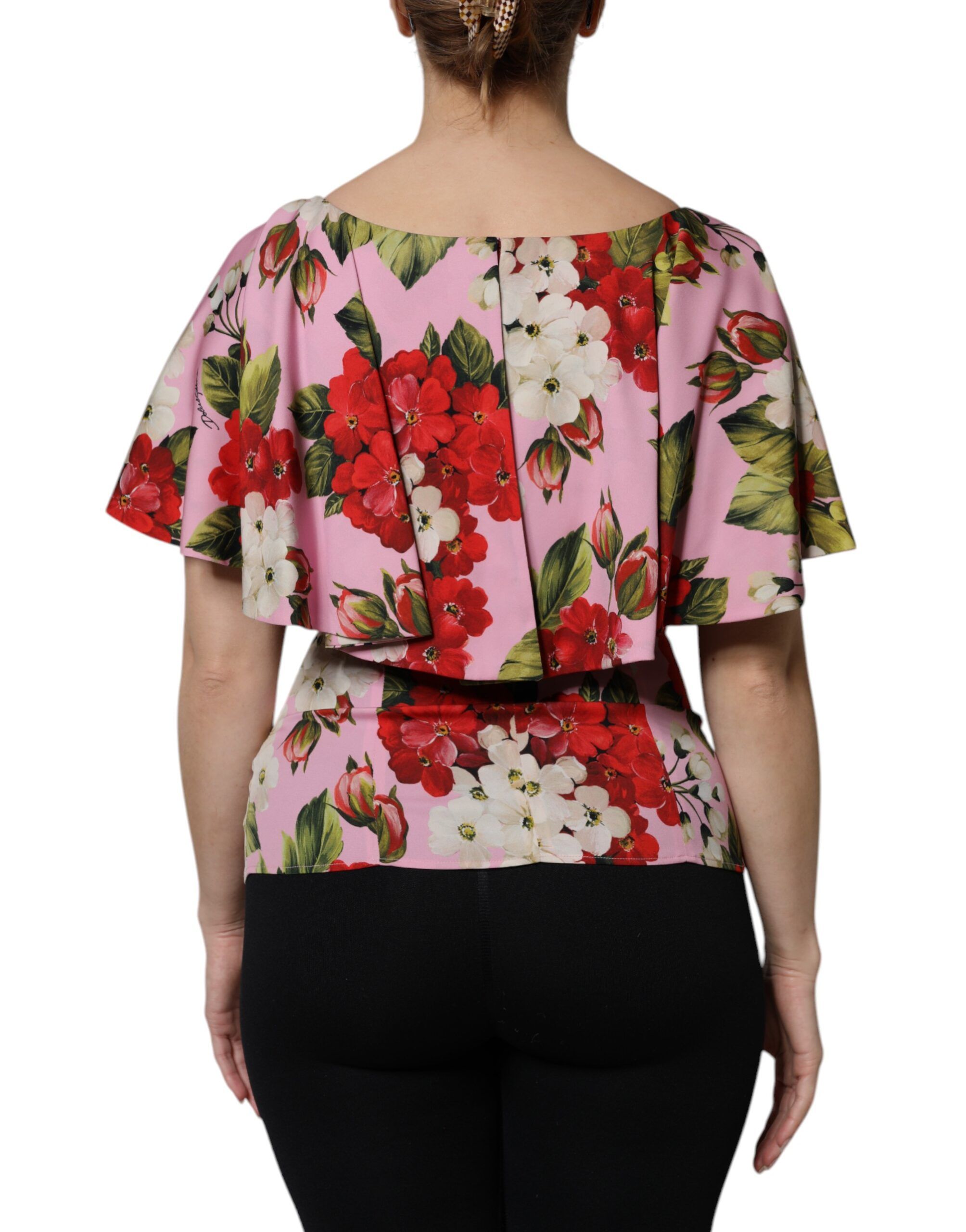 Floral Silk Short Sleeves Blouse Women's Top - Dolce & Gabbana - Modalova