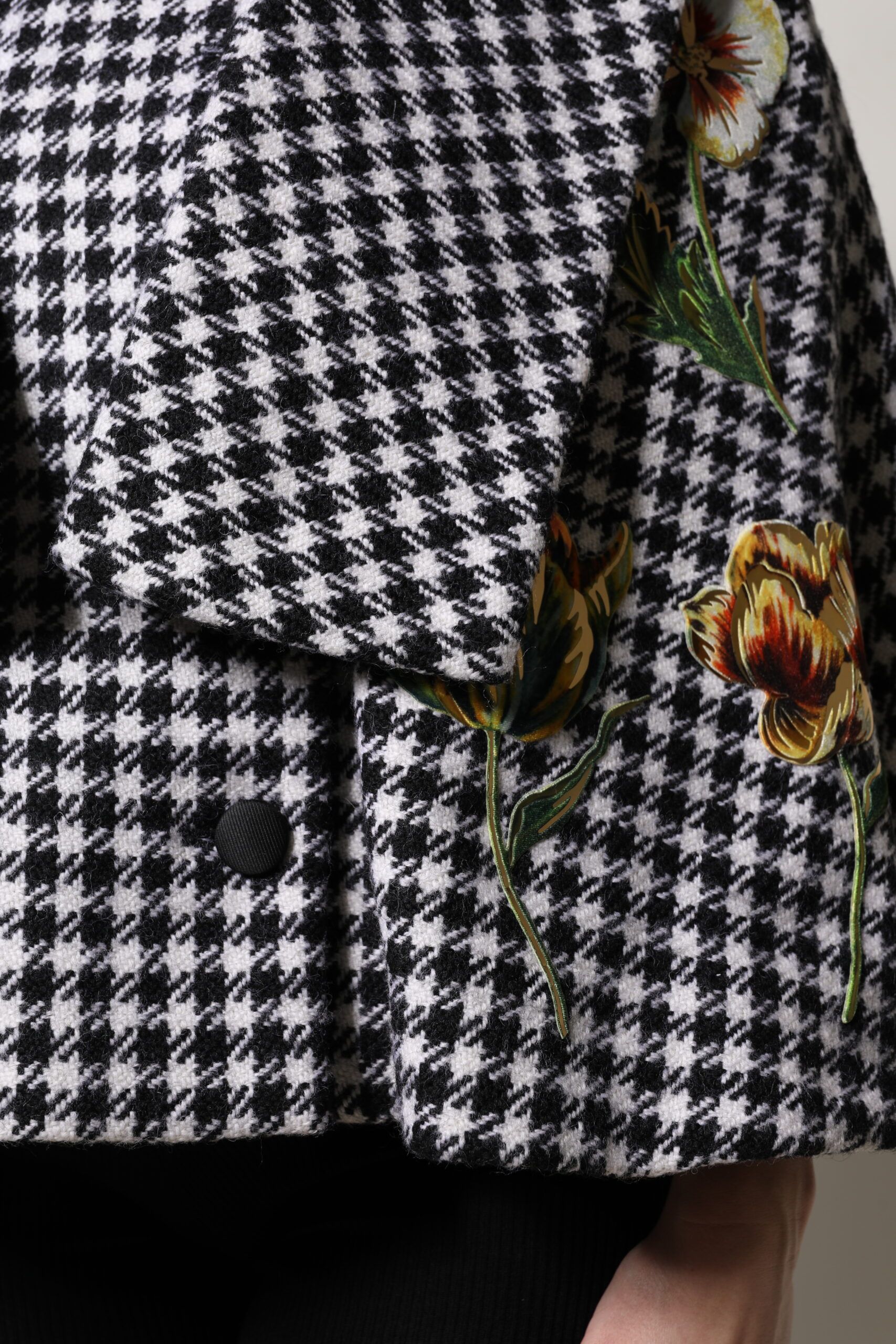 Black White Monochrome Patterned Floral Cape Women's Jacket - Dolce & Gabbana - Modalova