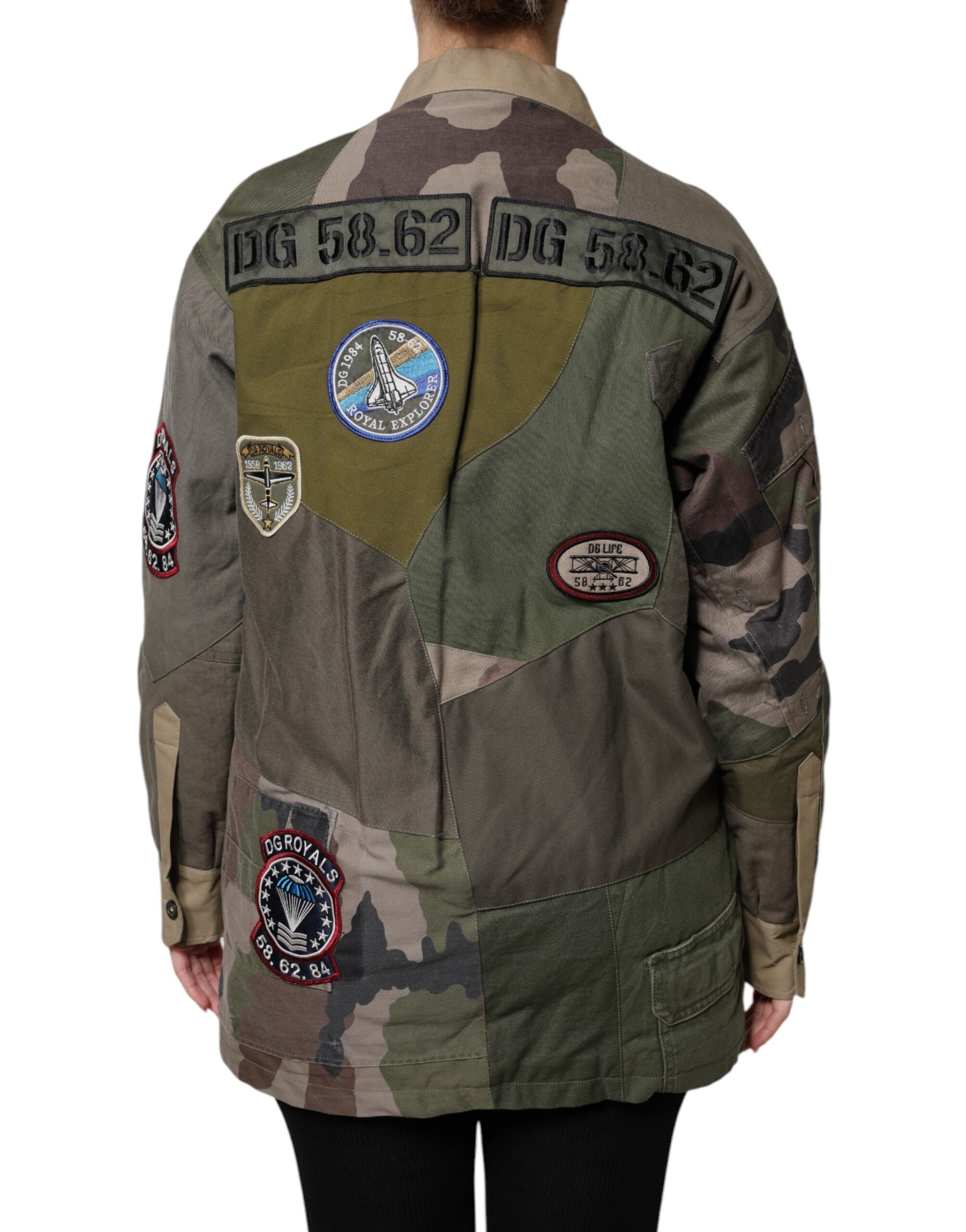 Military Green Cotton Button Down Women's Jacket - Dolce & Gabbana - Modalova