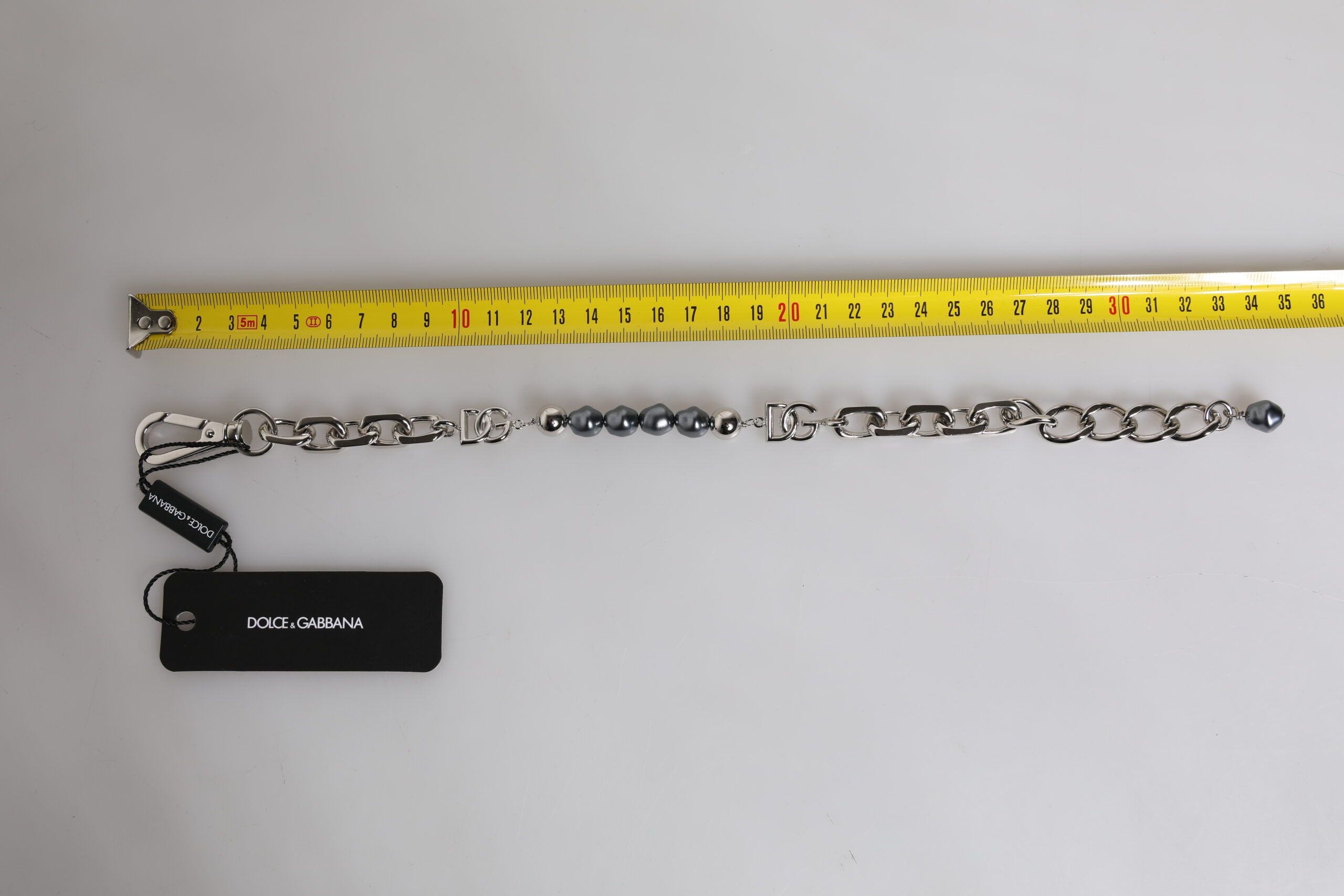 Tone Chain Lobster Clasp Logo Gray Pearls Men's Bracelet - Dolce & Gabbana - Modalova