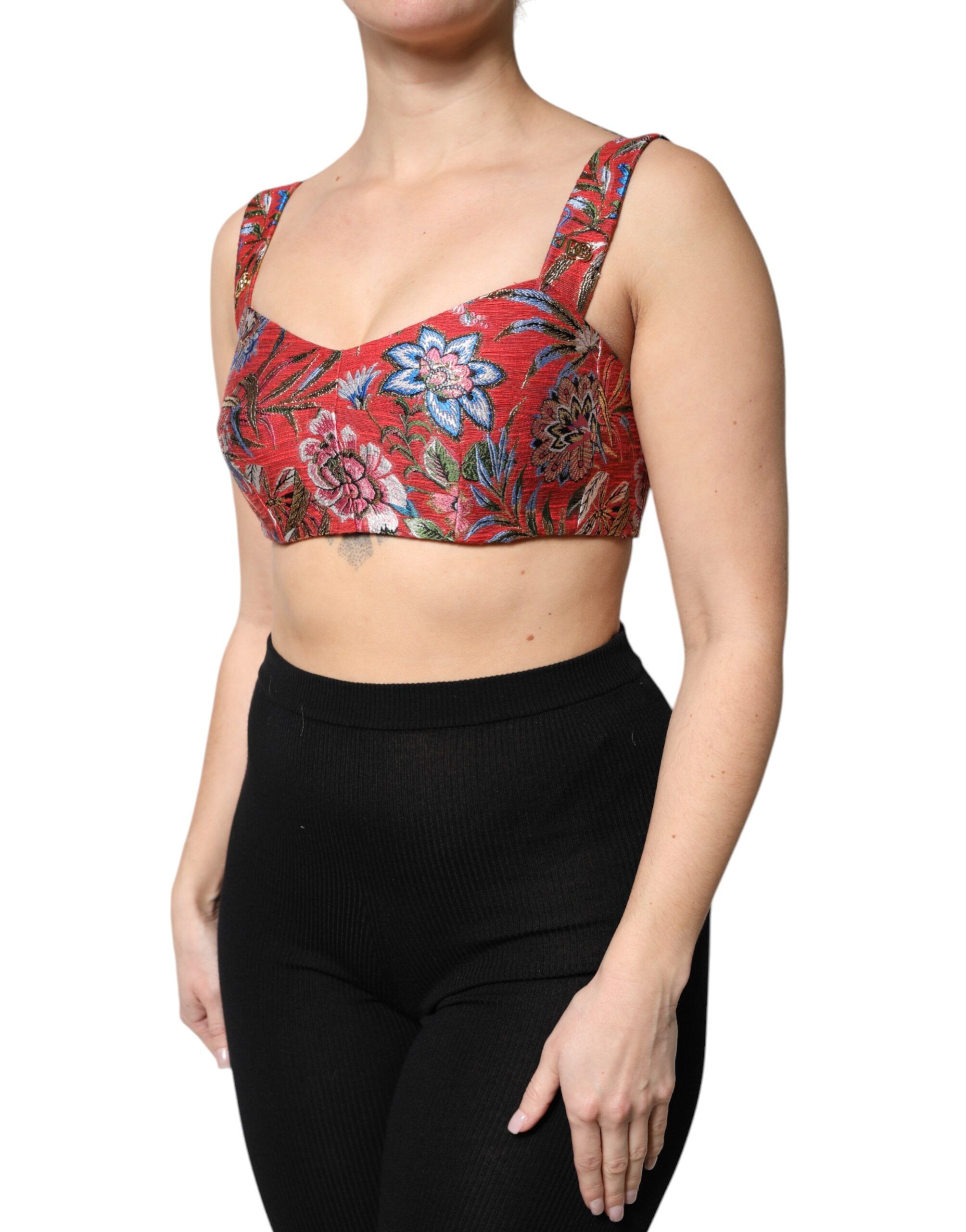 Floral Brocade Cropped Bustier Corset Women's Top - Dolce & Gabbana - Modalova