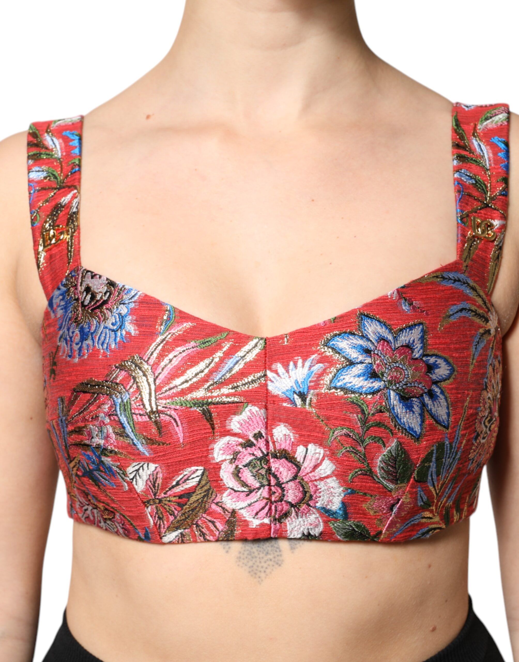 Floral Brocade Cropped Bustier Corset Women's Top - Dolce & Gabbana - Modalova
