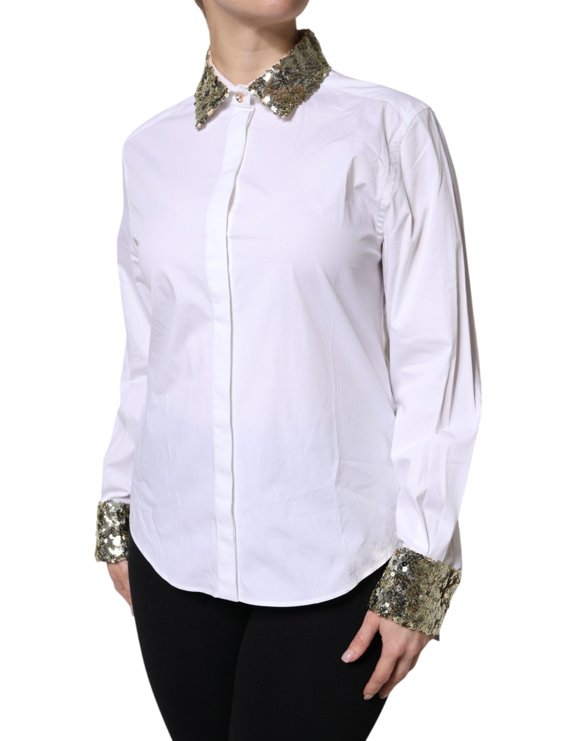 Cotton Long Sleeves Sequin Shirt Women's Top (Pre-Owned) - Dolce & Gabbana - Modalova