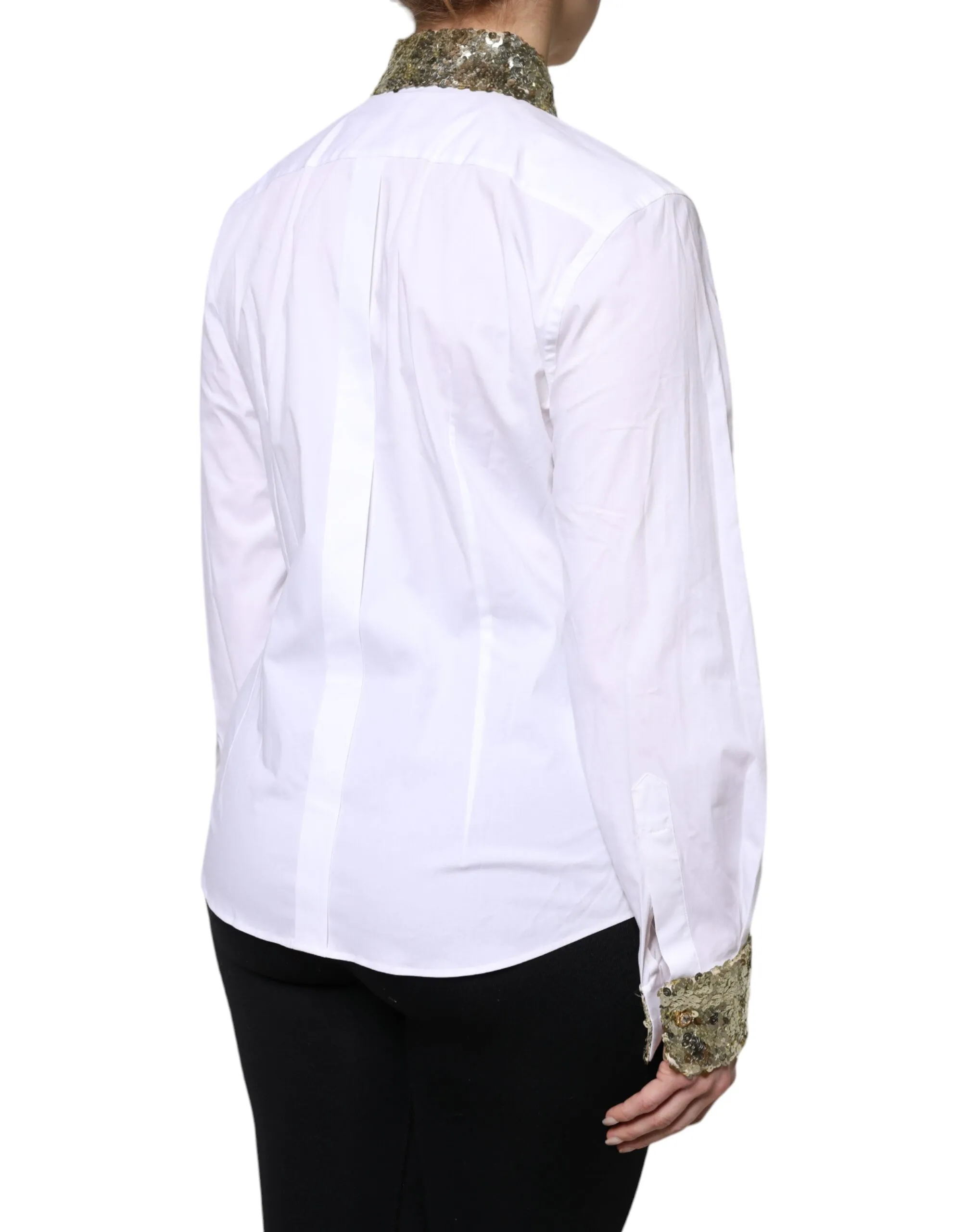 Cotton Long Sleeves Sequin Shirt Women's Top (Pre-Owned) - Dolce & Gabbana - Modalova