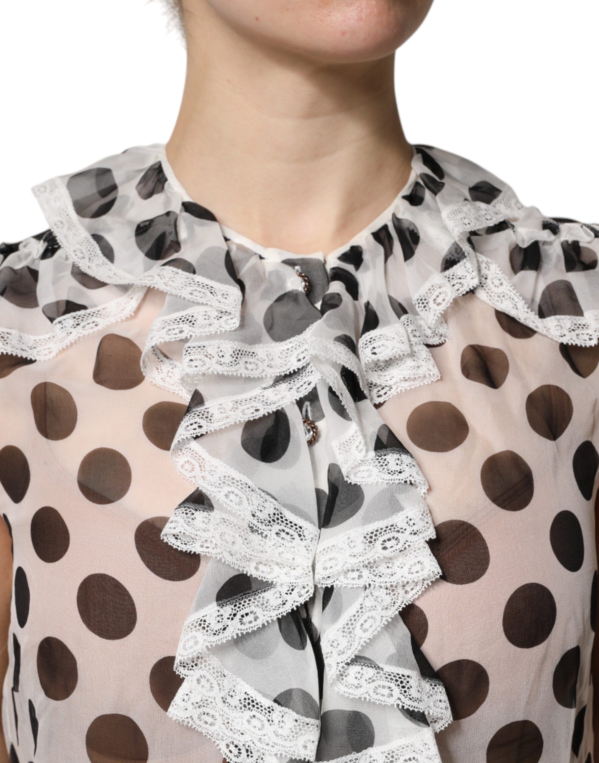 White Black Polka Dot Cotton Sleeveless Women's Top - Dolce & Gabbana - Modalova