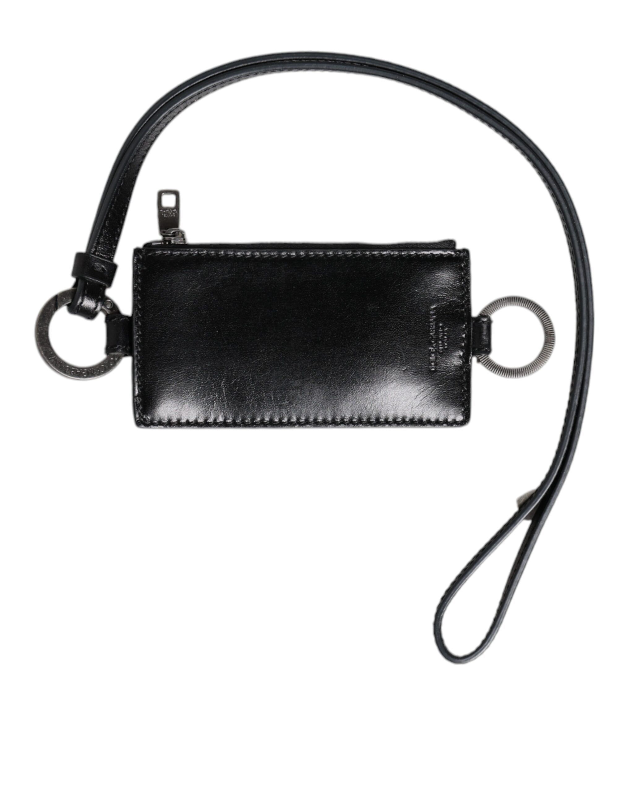 Leather Logo Embossed Lanyard Card Holder Men's Wallet - Dolce & Gabbana - Modalova