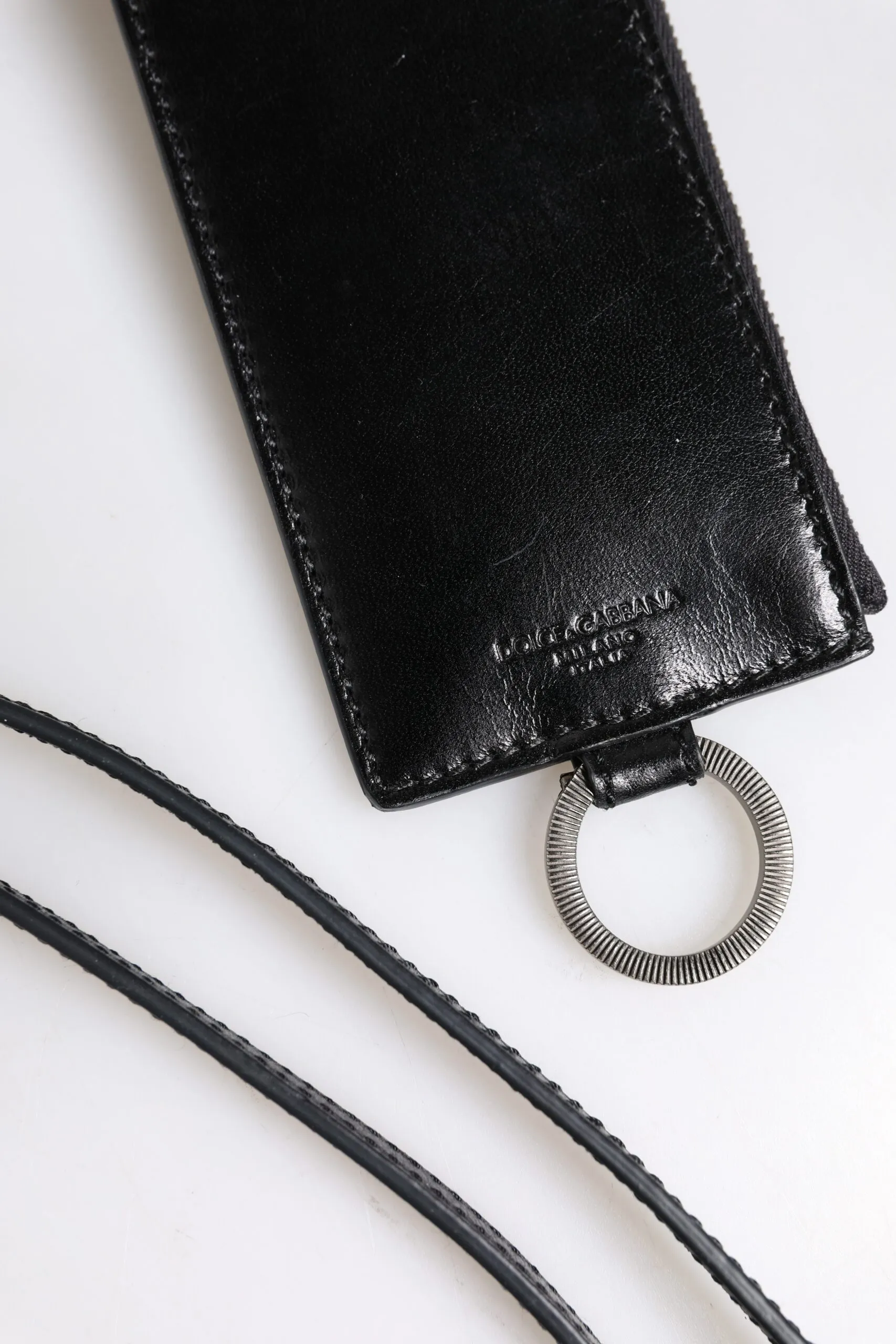 Leather Logo Embossed Lanyard Card Holder Men's Wallet - Dolce & Gabbana - Modalova
