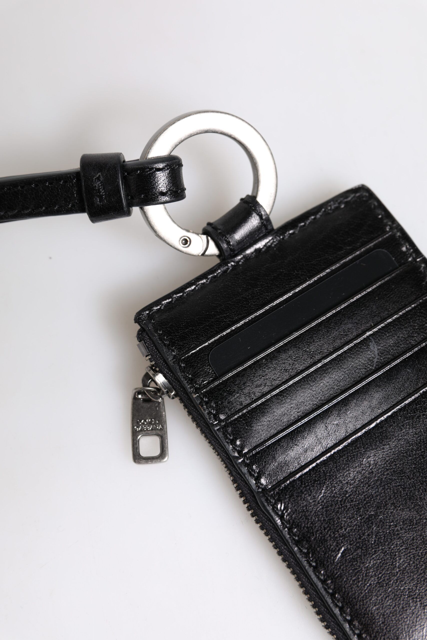 Leather Logo Embossed Lanyard Card Holder Men's Wallet - Dolce & Gabbana - Modalova