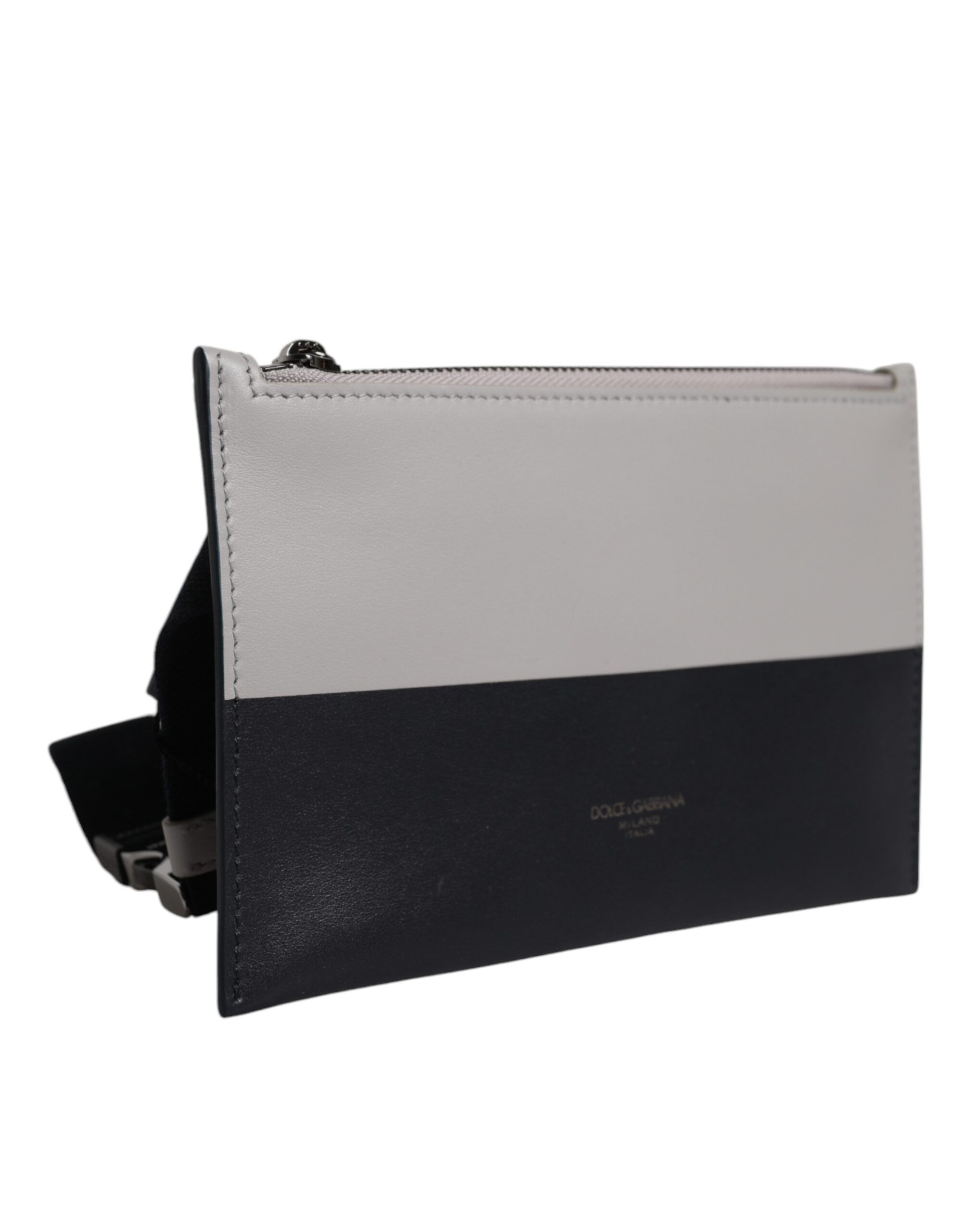 Black White Leather Logo Embossed Crossbody Men's Bag - Dolce & Gabbana - Modalova