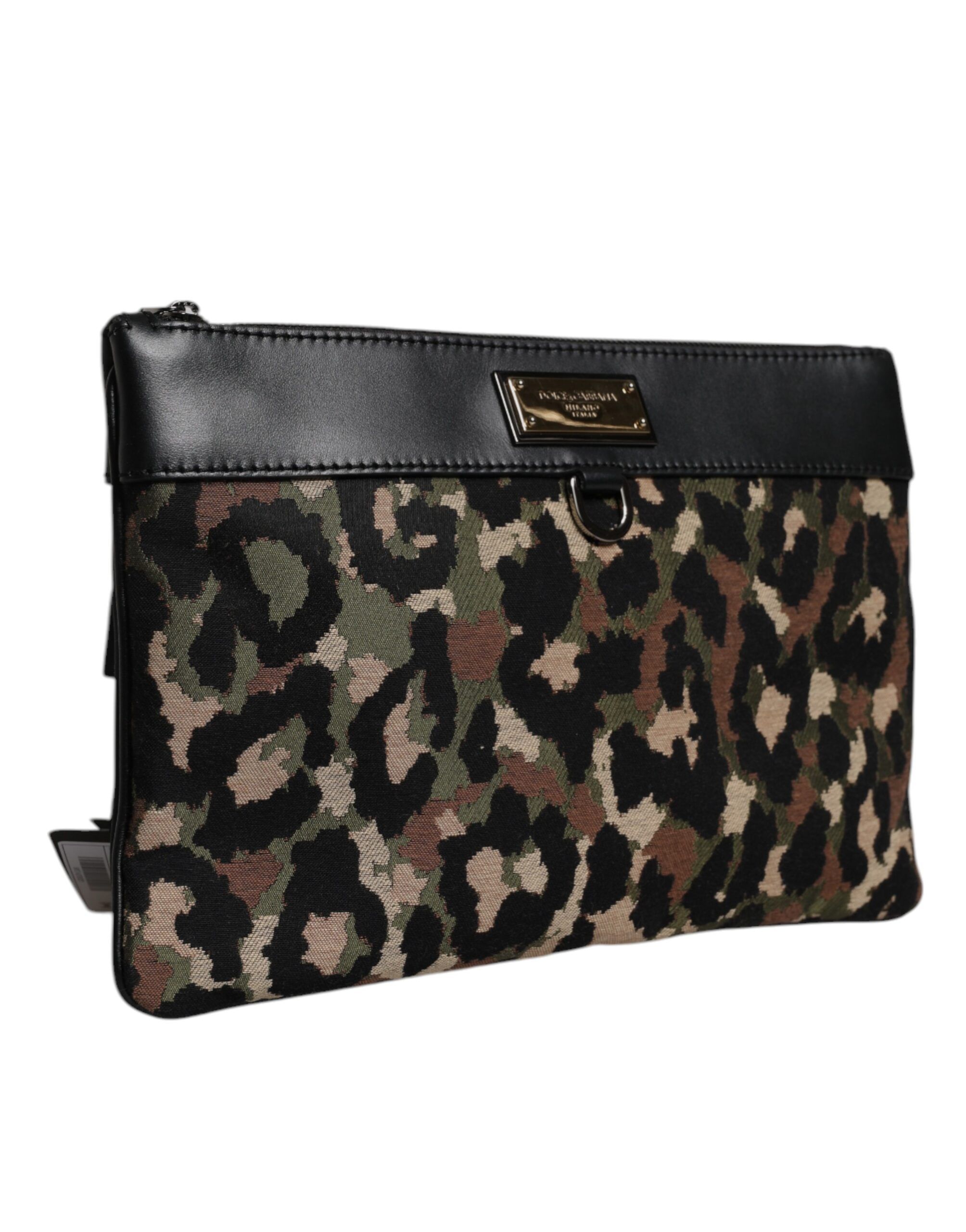 Leopard Jacquard Print Logo Plaque Pouch Men's Bag - Dolce & Gabbana - Modalova