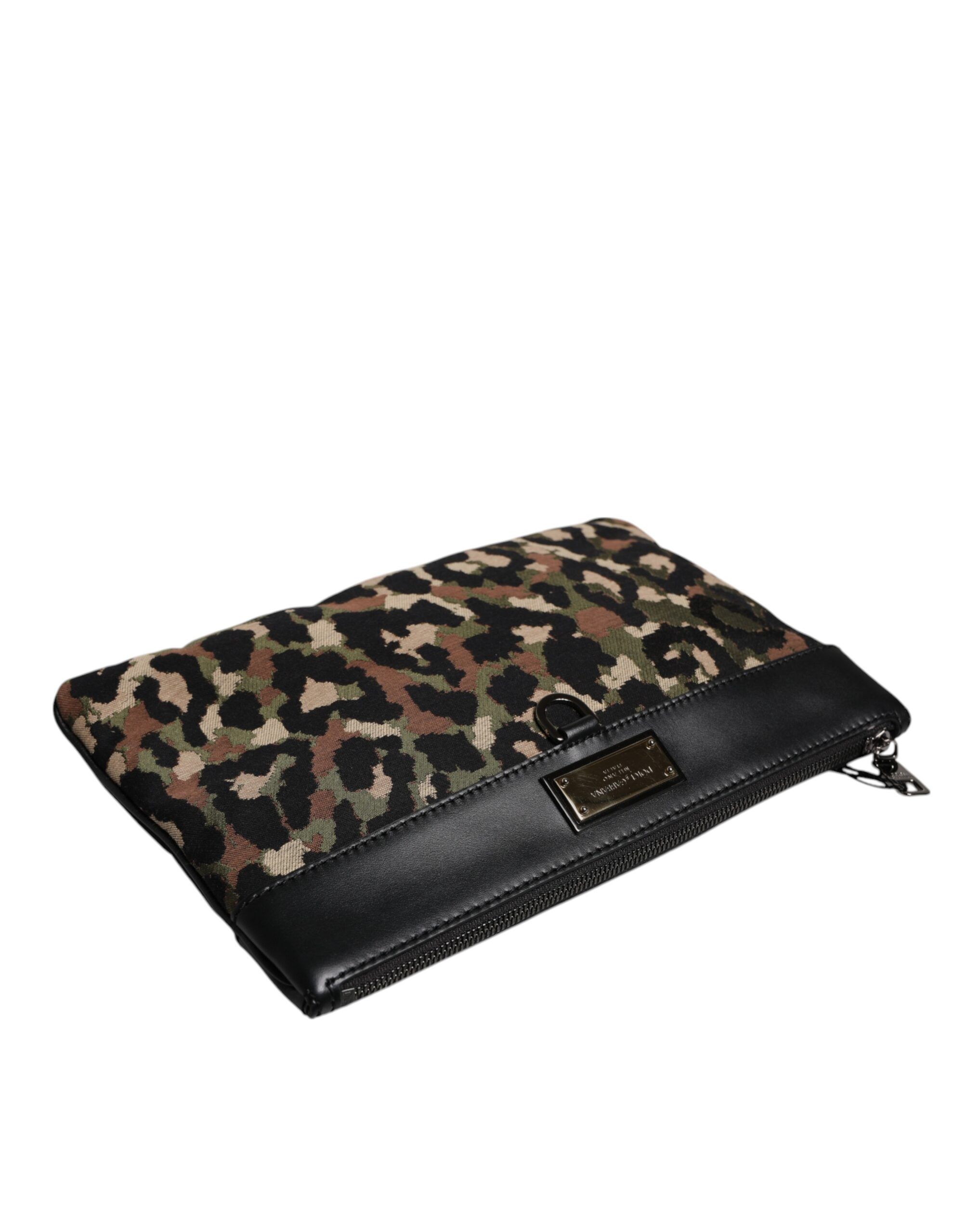 Leopard Jacquard Print Logo Plaque Pouch Men's Bag - Dolce & Gabbana - Modalova