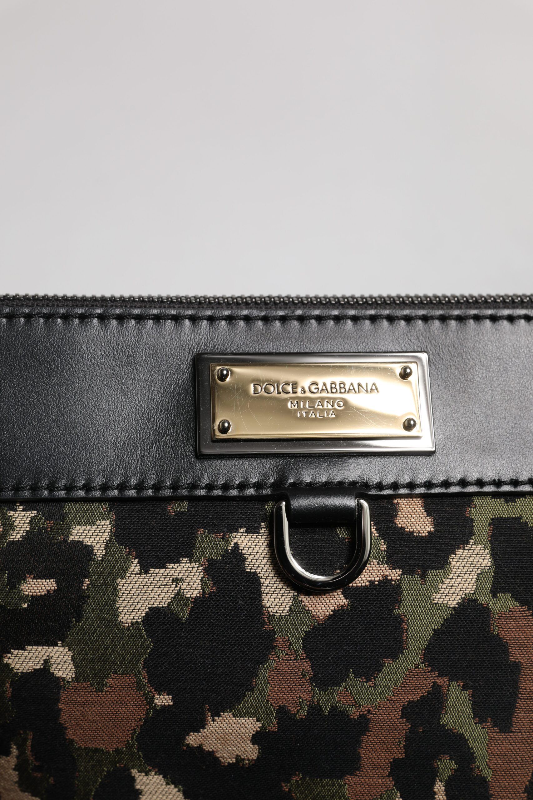 Leopard Jacquard Print Logo Plaque Pouch Men's Bag - Dolce & Gabbana - Modalova