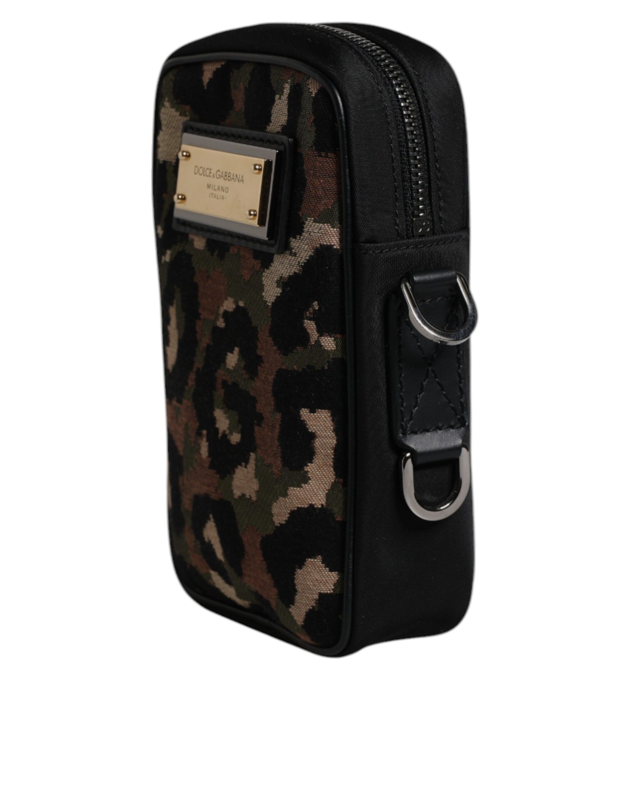 Leopard Jacquard Logo Plaque Neck Strap Men's Bag - Dolce & Gabbana - Modalova
